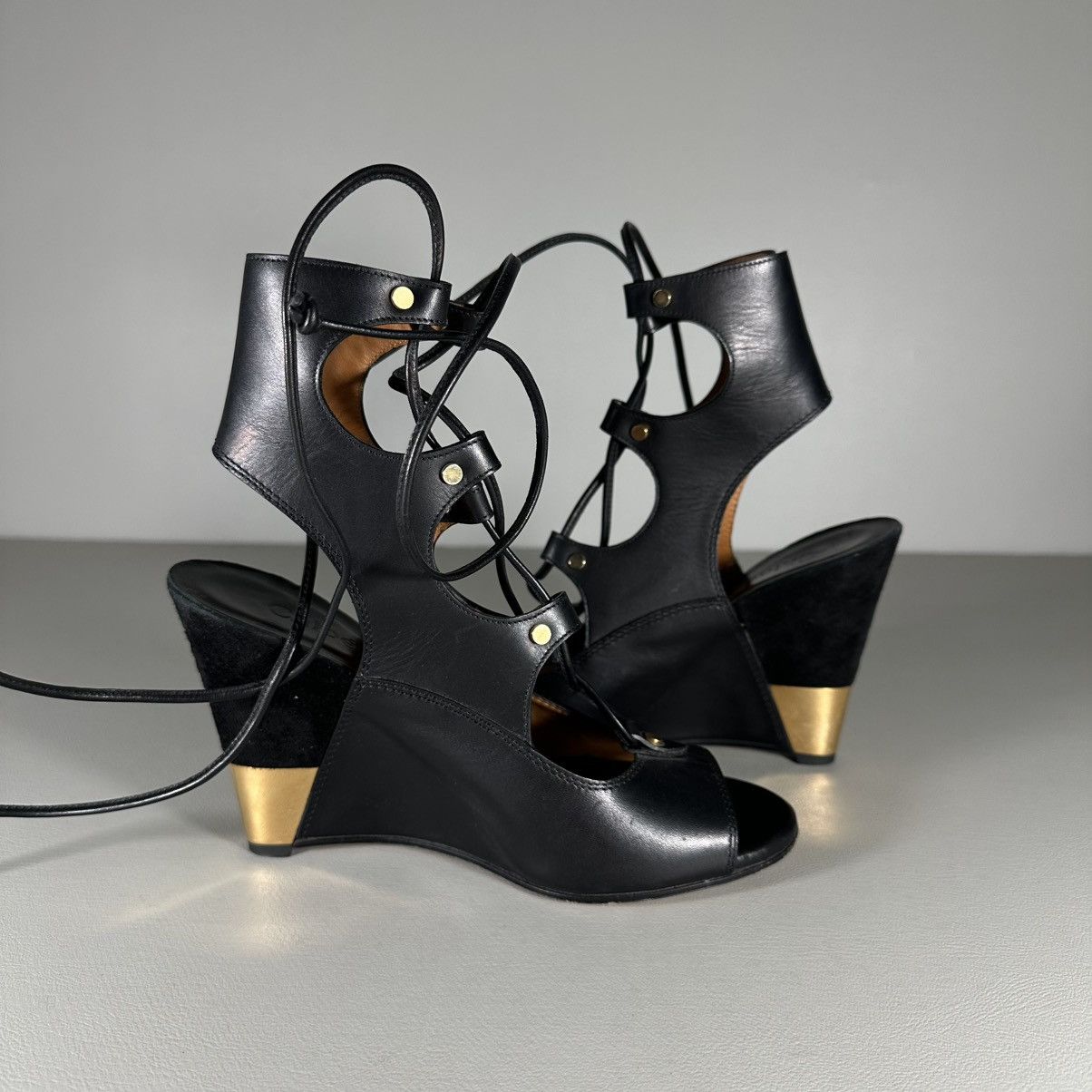 Chloe Chloe Leather Eliza Gladiator Wedge Sandals Size US 6.5 / IT 36.5 - 5 Thumbnail