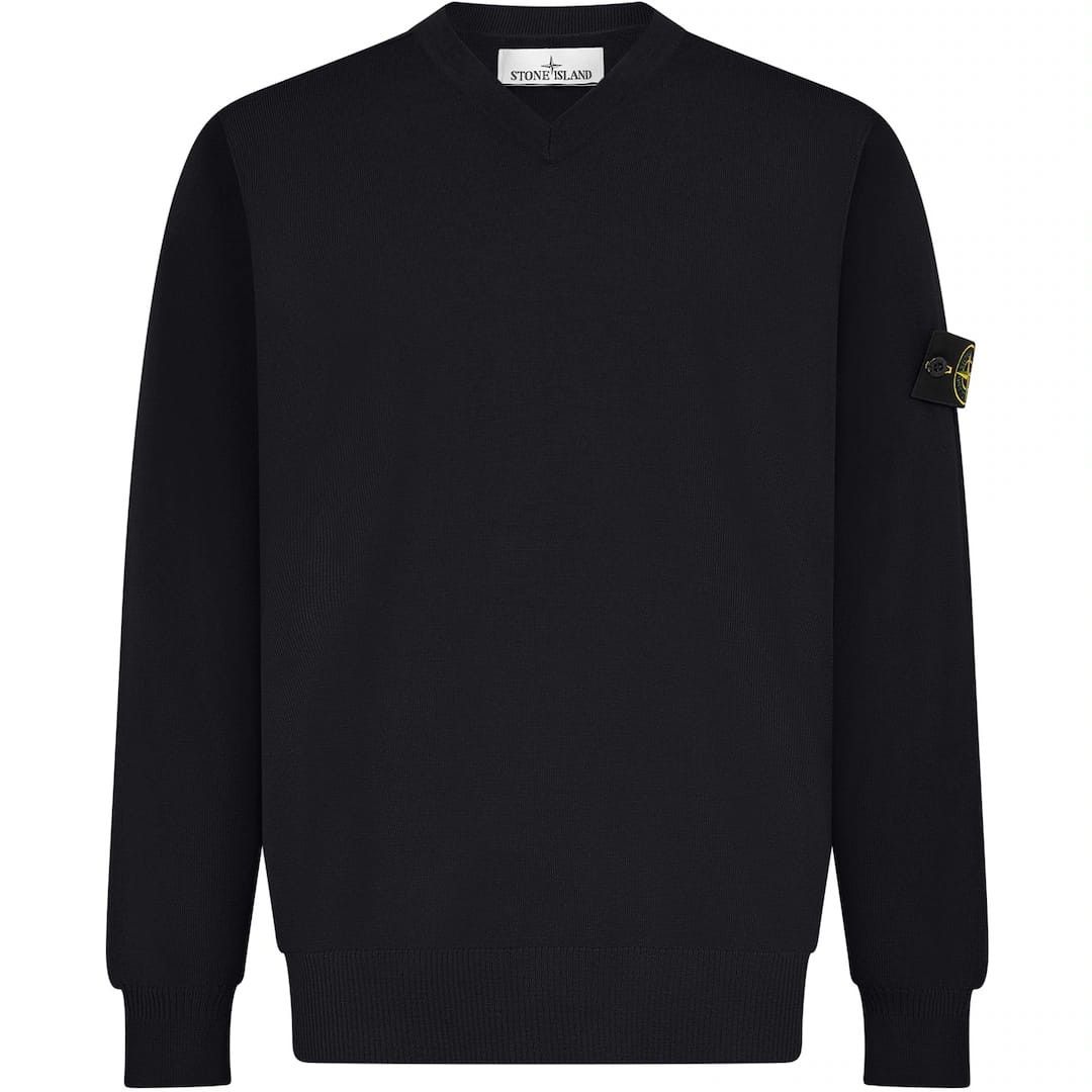 Stone Island o1g2r1mq0526 V Neck Wool Sweater in Black Size US L / EU 52-54 / 3 - 1 Thumbnail