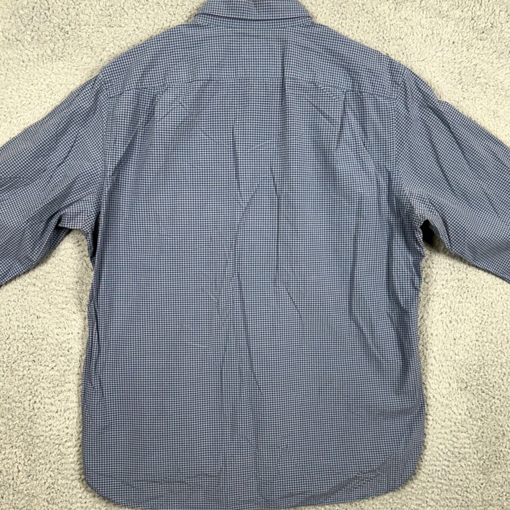 J.Crew J. Crew Mens Large Shirt Dress Blue Gingham Button-Down Long Sleeve EUC Size 42R - 3 Thumbnail