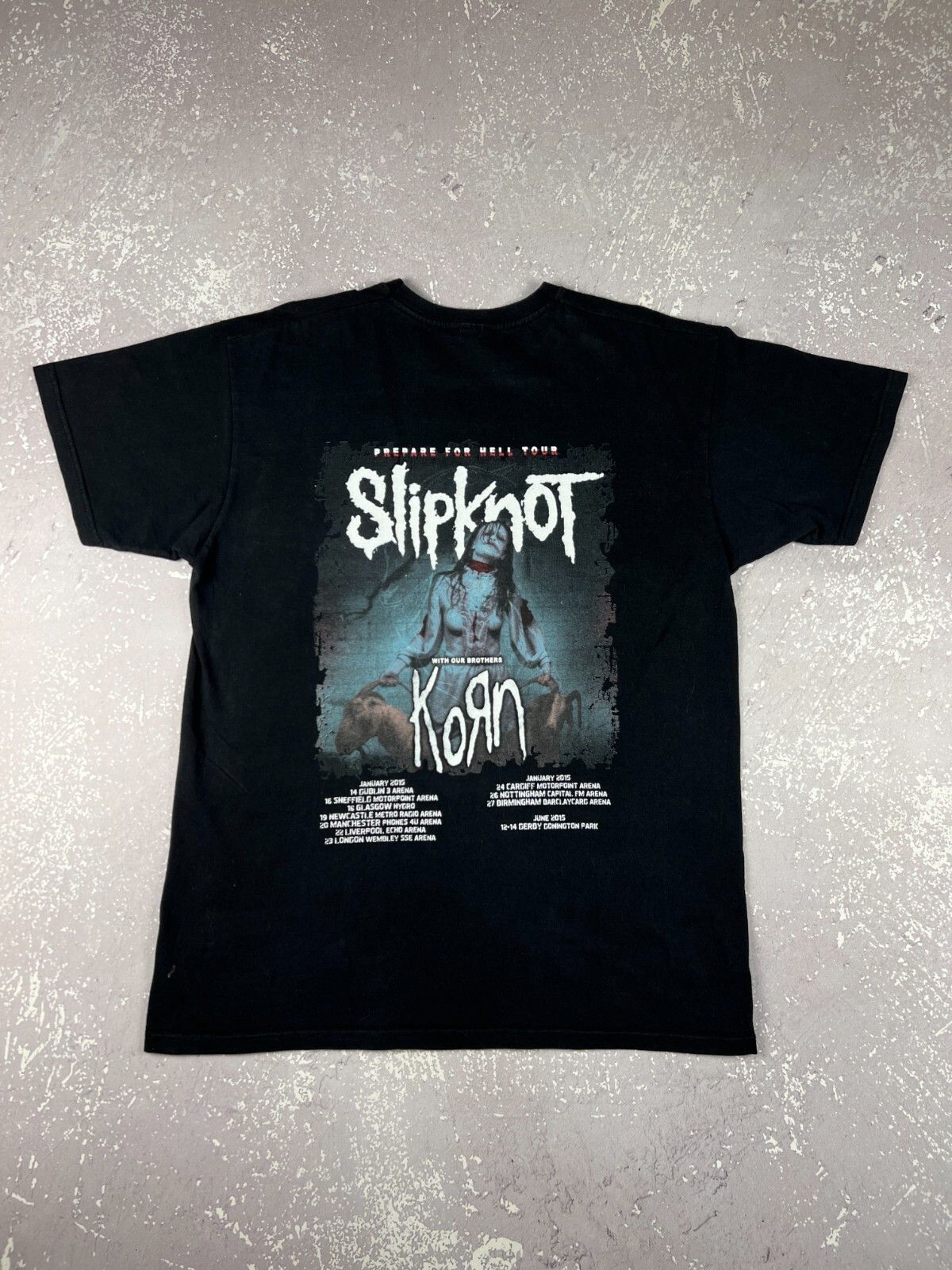 Band Tees × Slipknot Slipknot Korn 2015 Tour 5: The Gray Chapter Black T Shirt Size US L / EU 52-54 / 3 - 5 Thumbnail