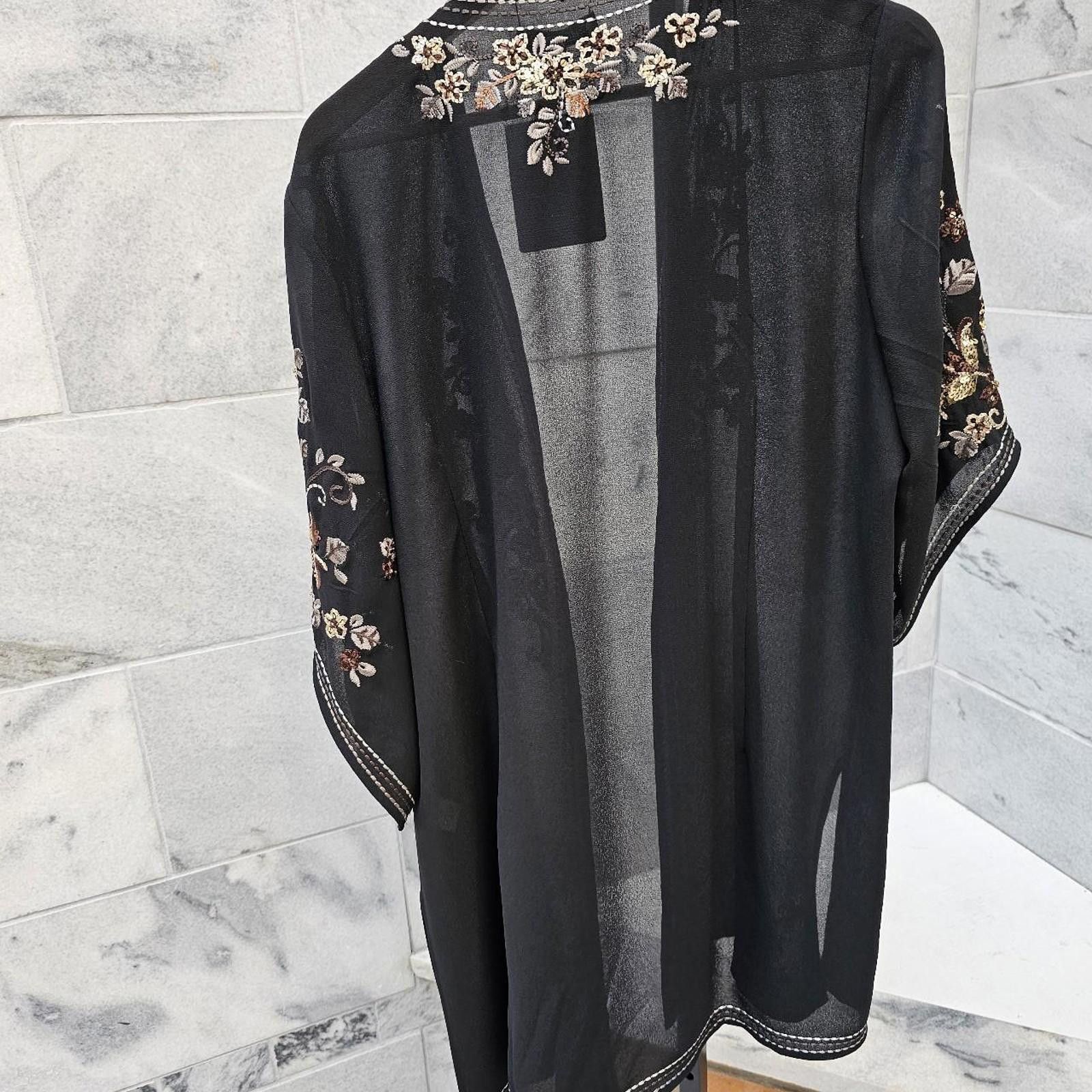 Coldwater Creek Coldwater Creek Women's Black and Gold Beaded Kimono Size XL / US 12-14 / IT 48-50 - 5 Thumbnail