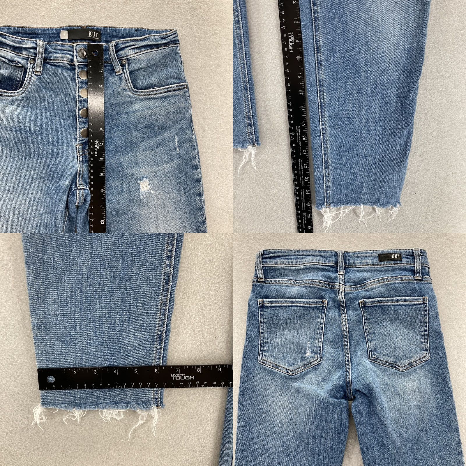 Vintage VINTAGE Kut From The Kloth Jeans Womens 4 Rachael High Rise Fab Ab Mom Distressed Blue Size 27" / US 4 / IT 40 - 8 Thumbnail