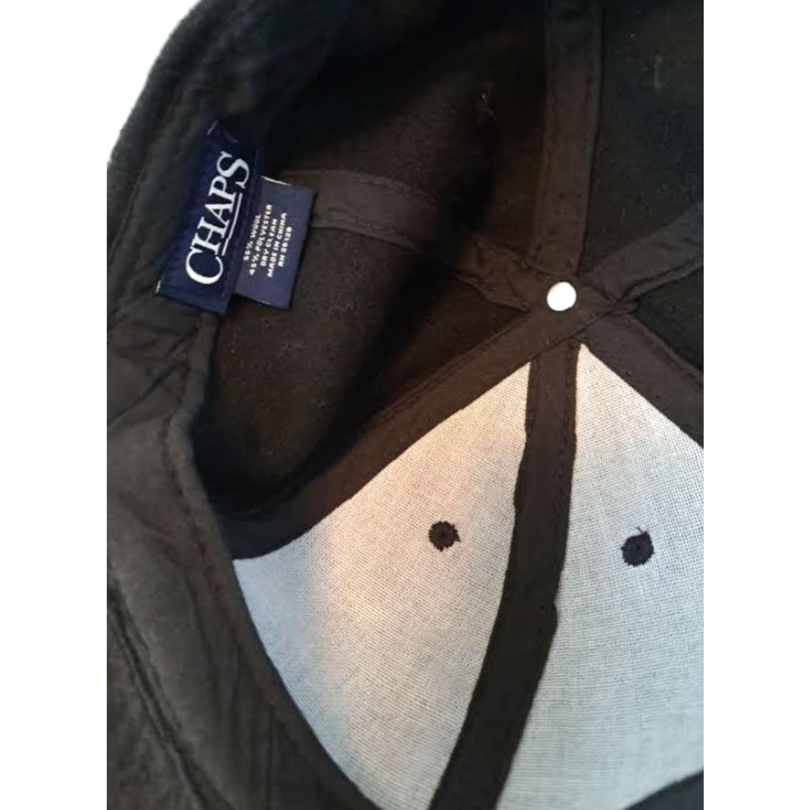 Chaps VINTAGE Chaps Baseball Hat Black Wool Adjustable Size Strap 55% Wool 45% Polyester Men Cap Rare Size ONE SIZE - 5 Thumbnail