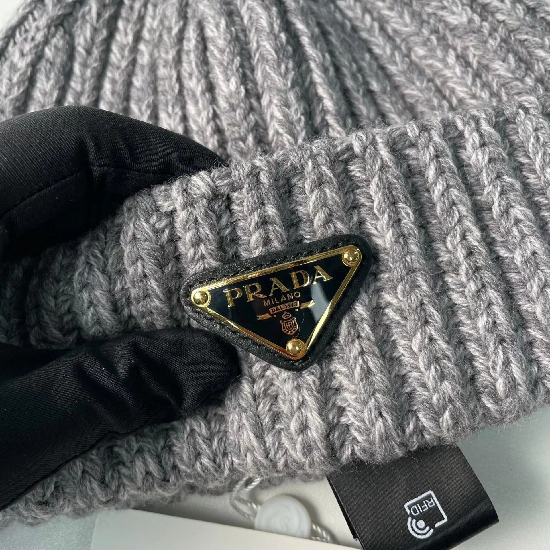 Prada Prada Gray Knit Beanie Size ONE SIZE - 3 Thumbnail