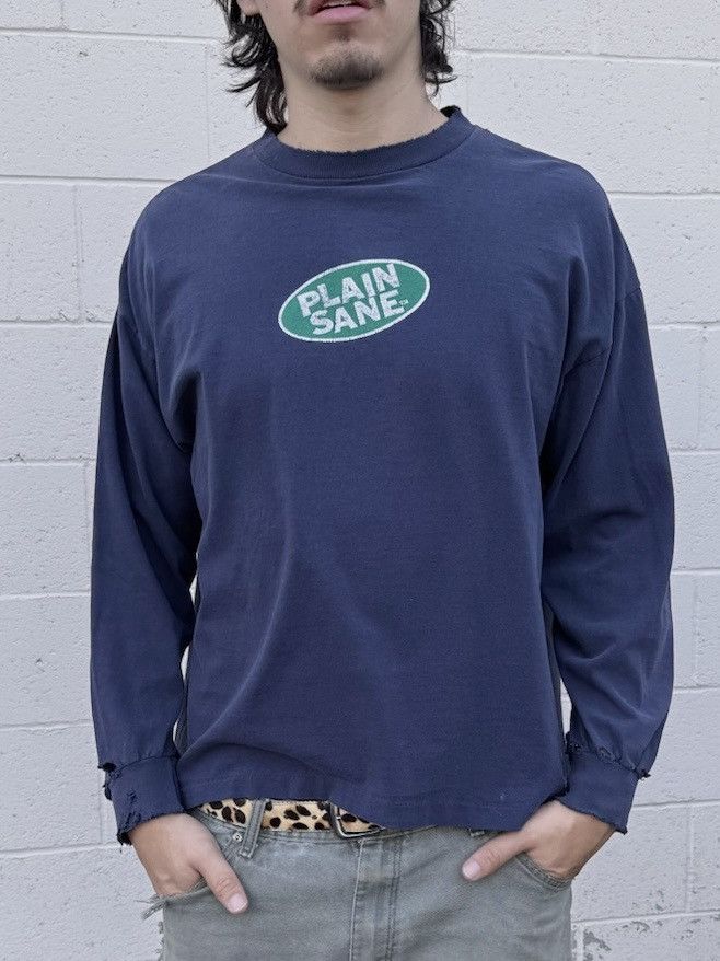 Other VTG 90’s Plain Sane LS Distressed Faded Graphic Skater Shirt Size US L / EU 52-54 / 3 - 1 Thumbnail