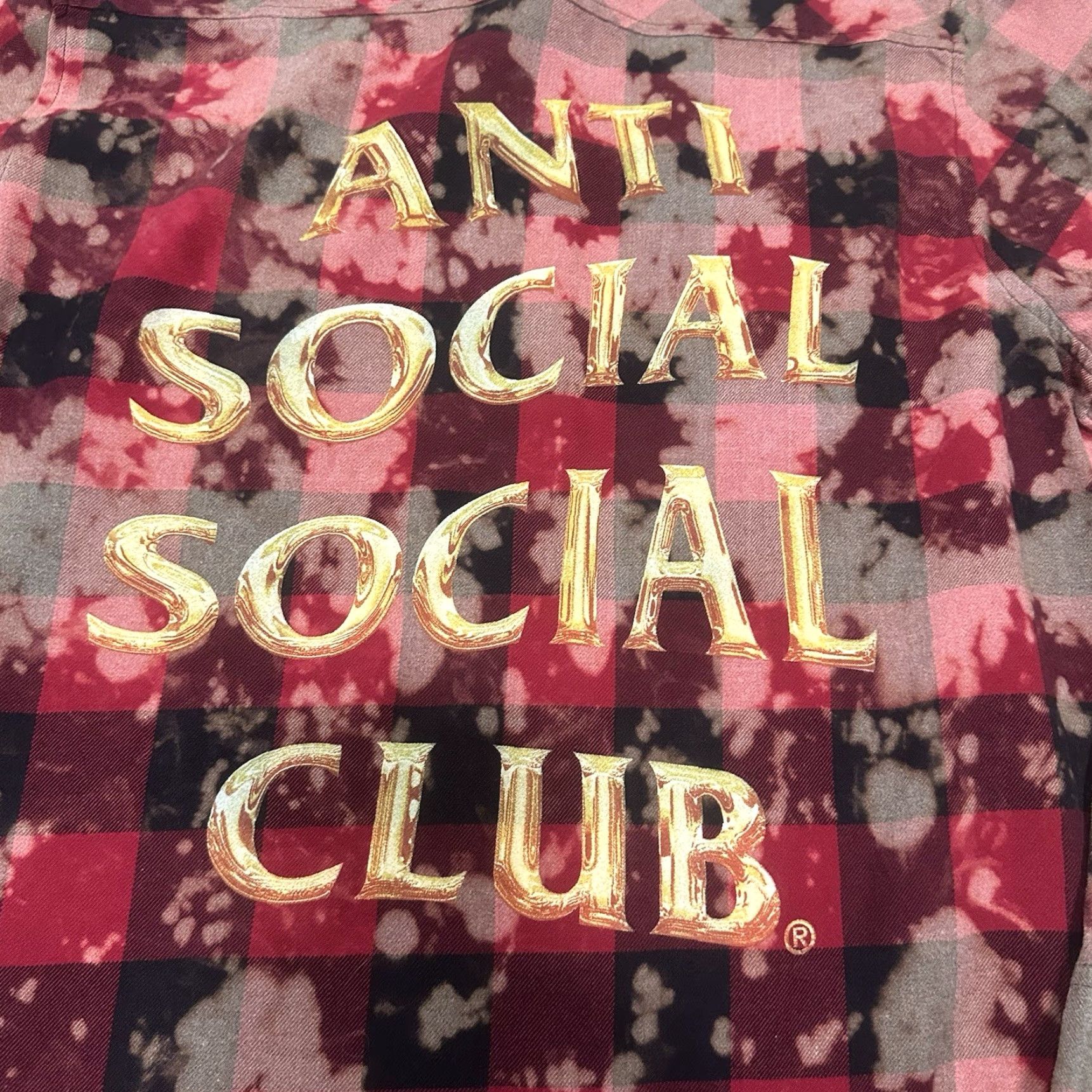 Anti Social Social Club Anti Social Social Club Shirt Button-Up Flannel Mens Large Red Tie Dye Plaid Long Sleeve Collar Down Vintage No Size US L / EU 52-54 / 3 - 4 Thumbnail