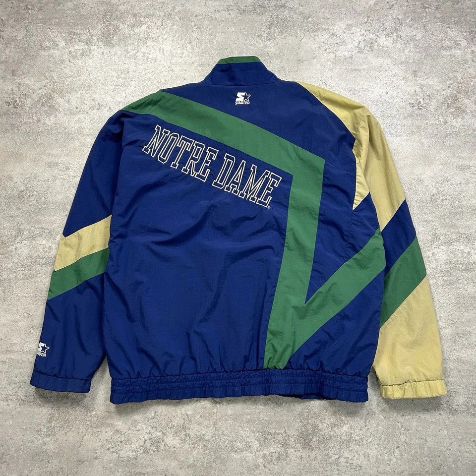 NCAA × Starter × Vintage NOTRE DAME FIGHTING IRISH STARTER WINDBREAKER JACKET SIZE L Size US L / EU 52-54 / 3 - 2 Thumbnail