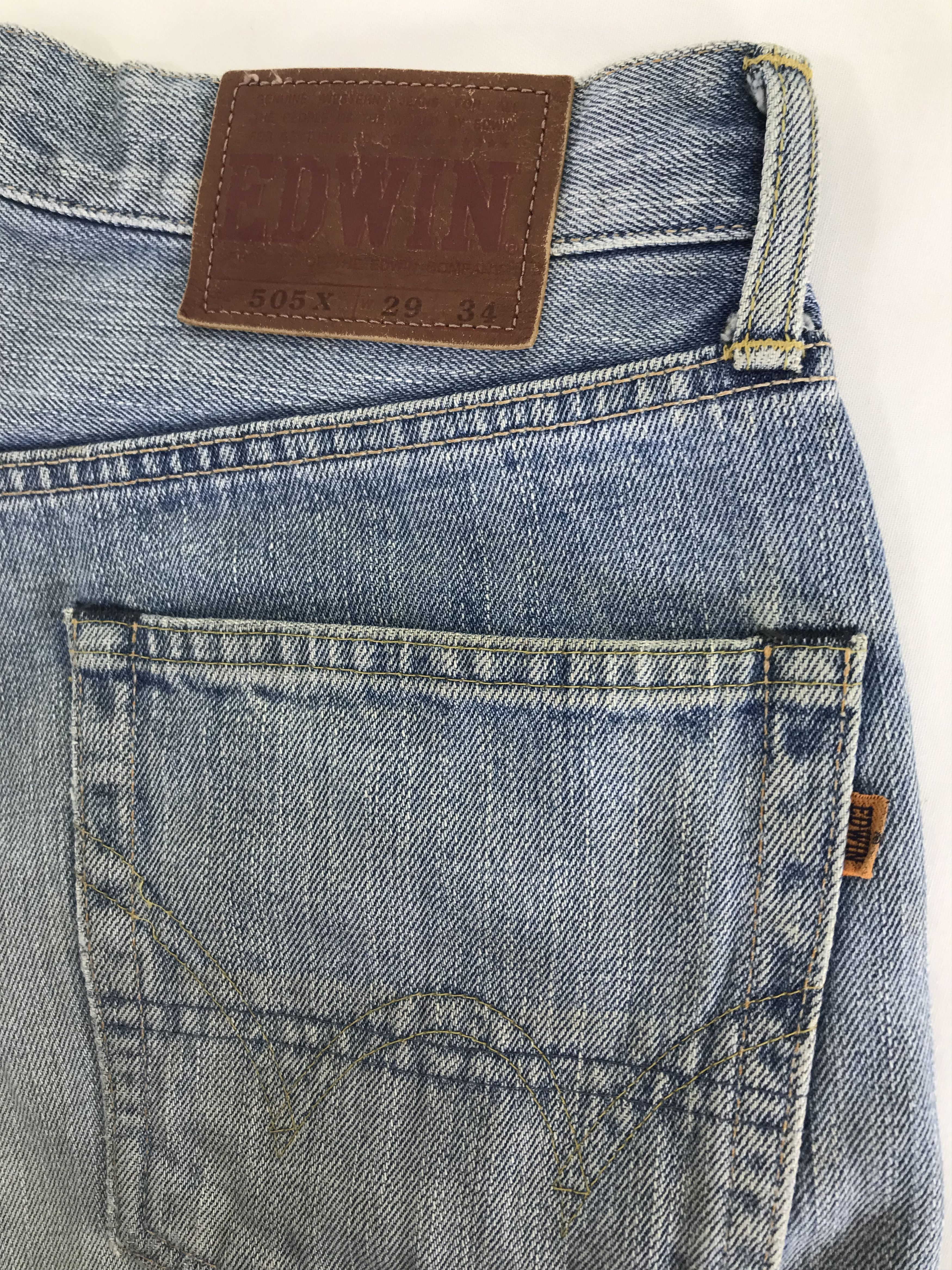 Edwin Vintage 90s Edwin 505X Orange Tab Selvedge Jeans Size US 29 - 12 Thumbnail