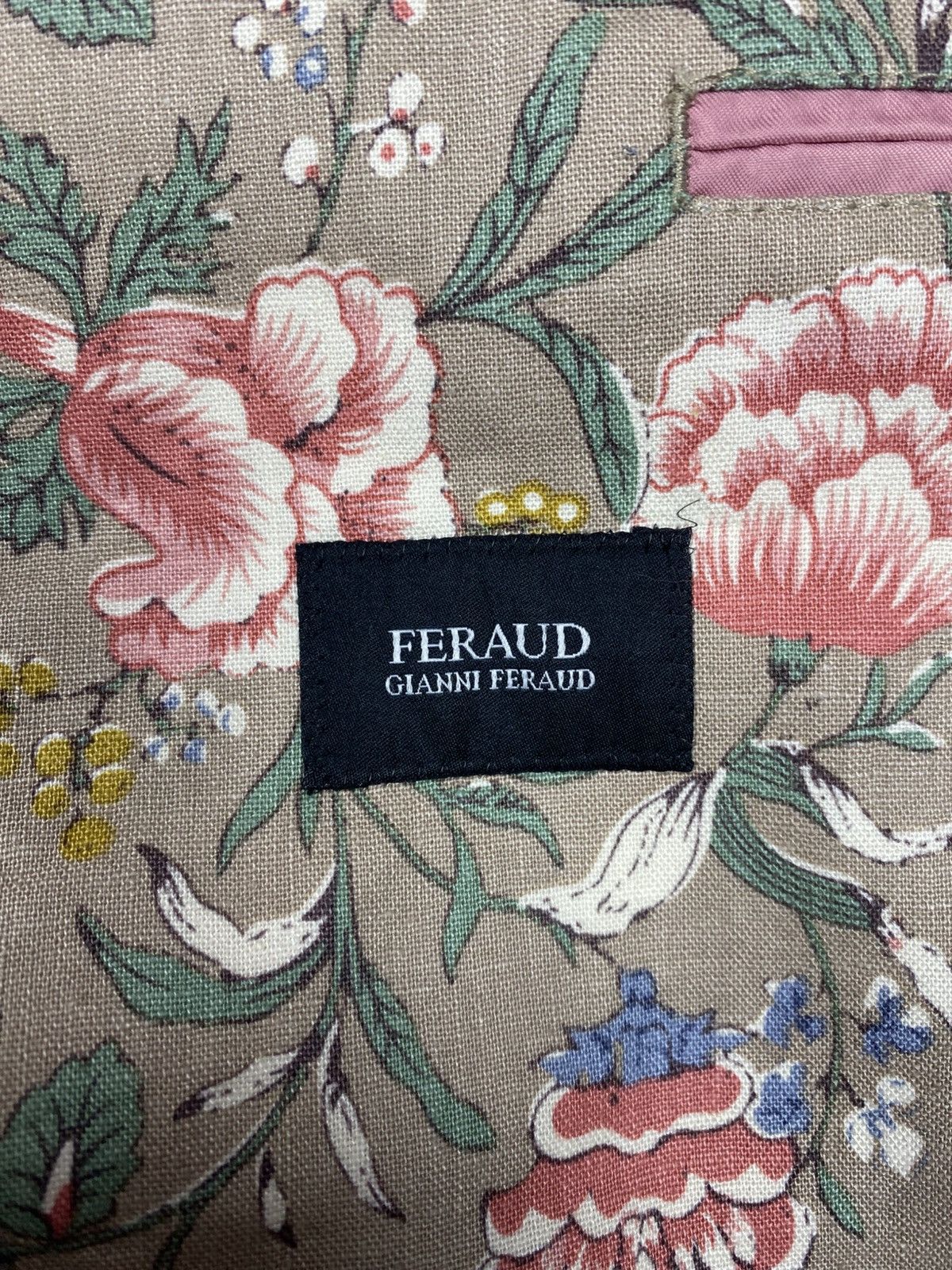 Gianni Feraud Gianni Feraud Mens Floral Linen Blend Blazer Jacket Cream Size 44R - 20 Thumbnail