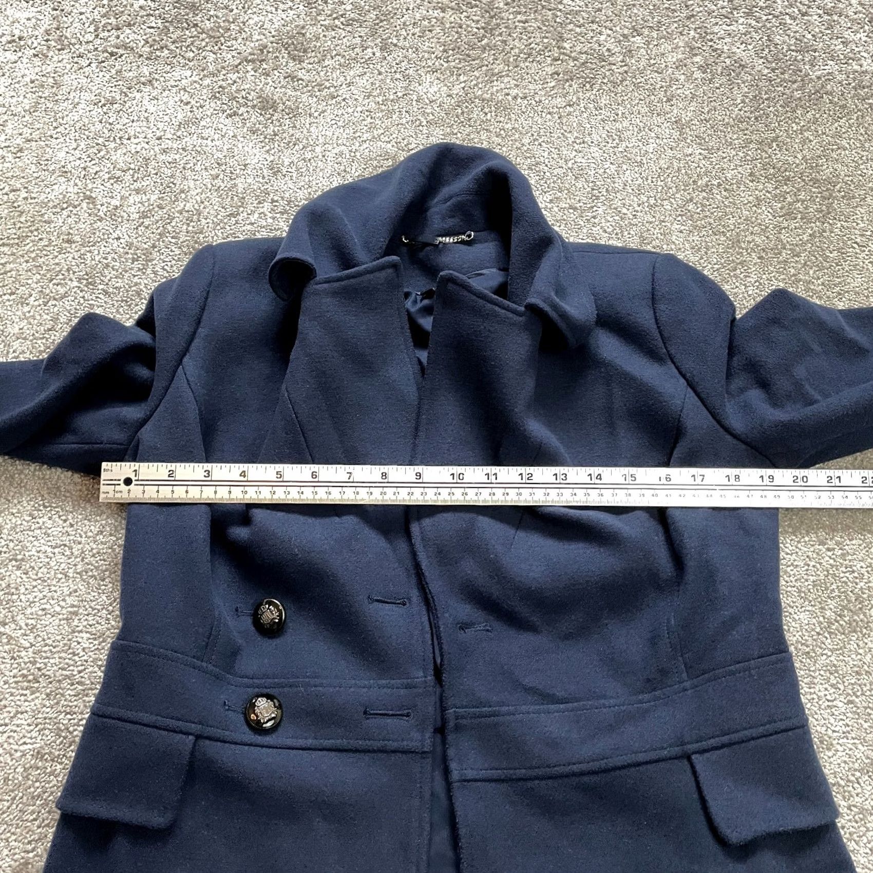 White House Black Market VINTAGE White House Black Market Blazer Jacket Womens Small Navy Blue Double Breasted Size S / US 4 / IT 40 - 7 Thumbnail