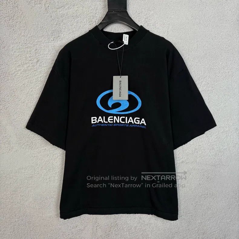 Balenciaga Balenciaga Wave Logo Printed Pattern Short Sleeve T-Shirt Size US M / EU 48-50 / 2 - 1 Thumbnail