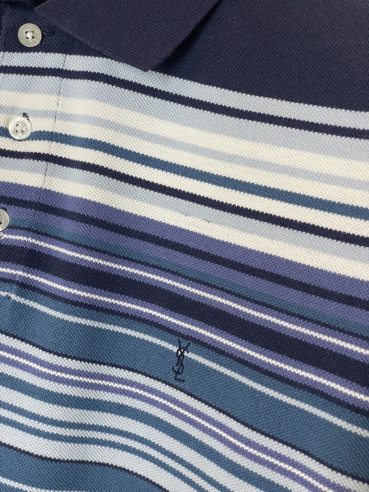 Yves Saint Laurent Vintage YSL Striped Polo Shirt Size US L / EU 52-54 / 3 - 3 Thumbnail