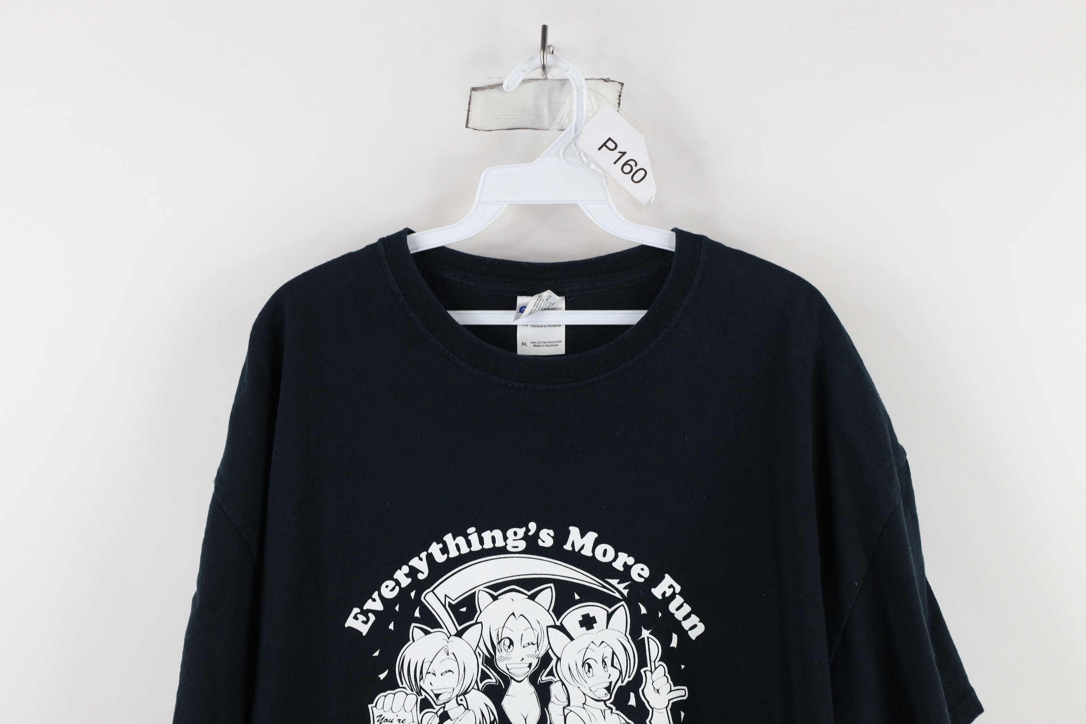 Vintage Vintage Y2K Streetwear Anime Catgirl Pinup T-Shirt Black Size US XL / EU 56 / 4 - 2 Thumbnail
