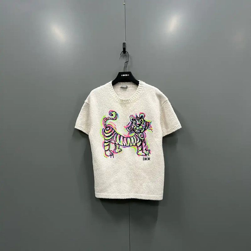 Dior Dior Summer Cream Wool Short Sleeve T-Shirt 0089 Size US L / EU 52-54 / 3 - 1 Thumbnail
