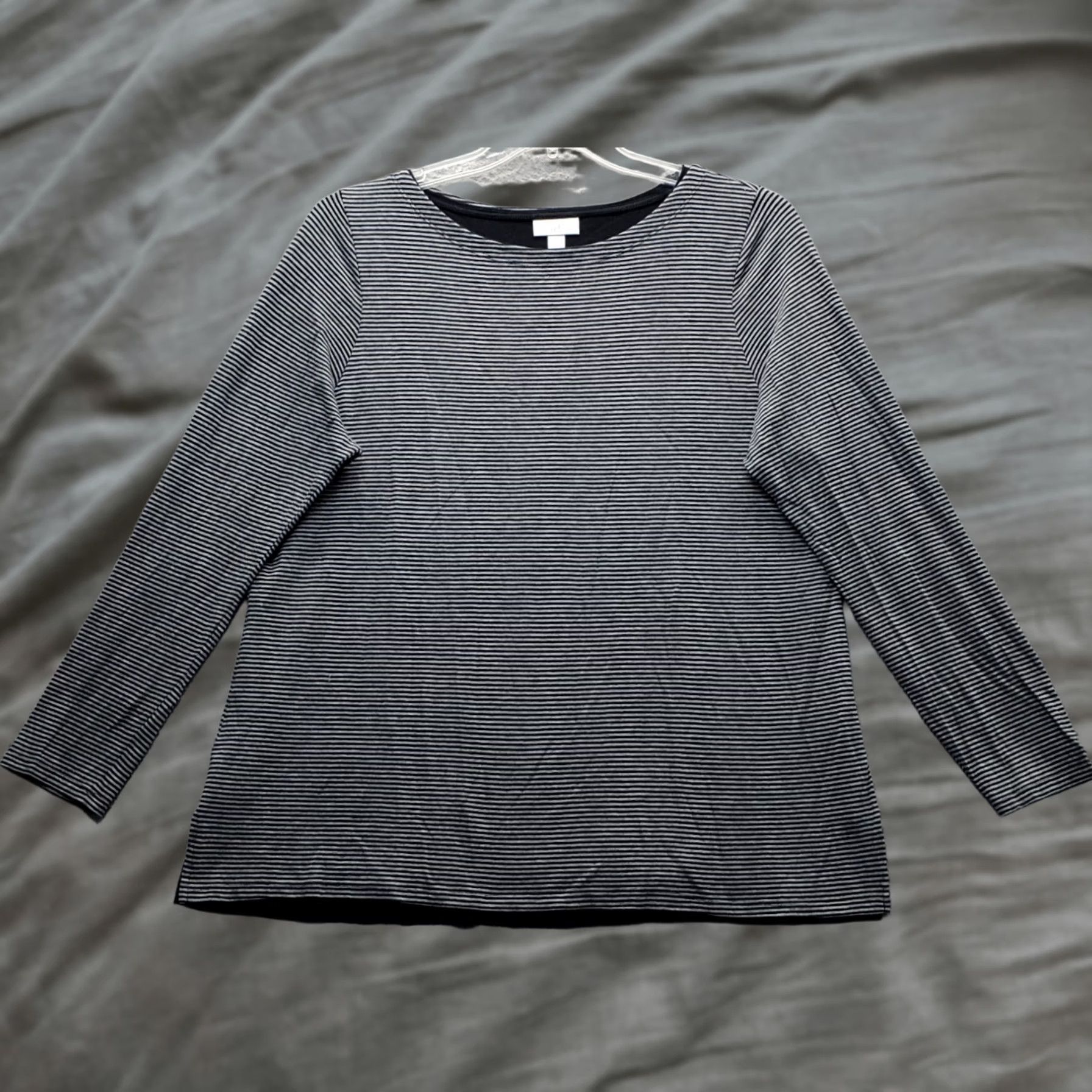 J. Jill J. Jill Shirt Womens Size L Multicolor Striped Knitted Lined Long Sleeve Casual Top Slit Shirt Size L / US 10 / IT 46 - 1 Thumbnail