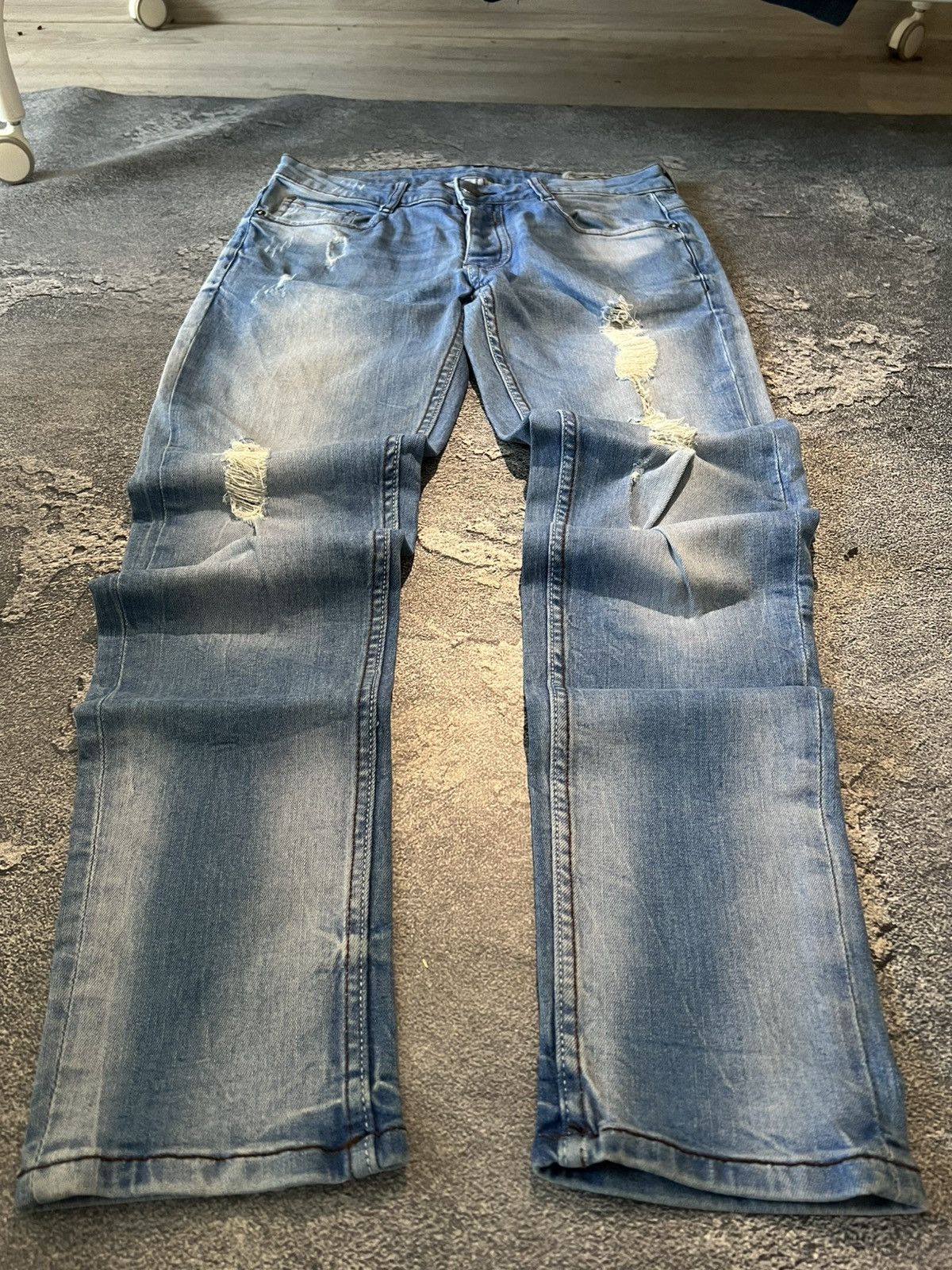 Japanese Brand SWAG Draped Distressed Glamour Skinny Archive Jeans Size US 30 / EU 46 - 2 Thumbnail