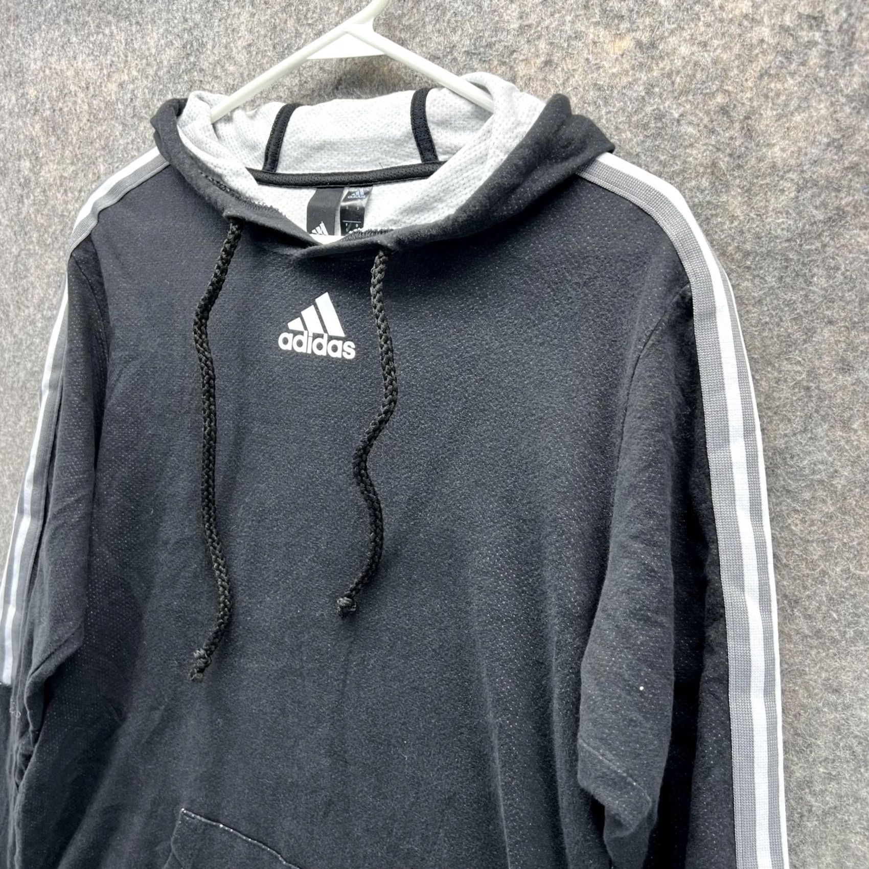 Adidas Adidas Sweater Men Small Trefoil Black Gray Hooded Melange Sweatshirt Drawstring Size US S / EU 44-46 / 1 - 4 Thumbnail