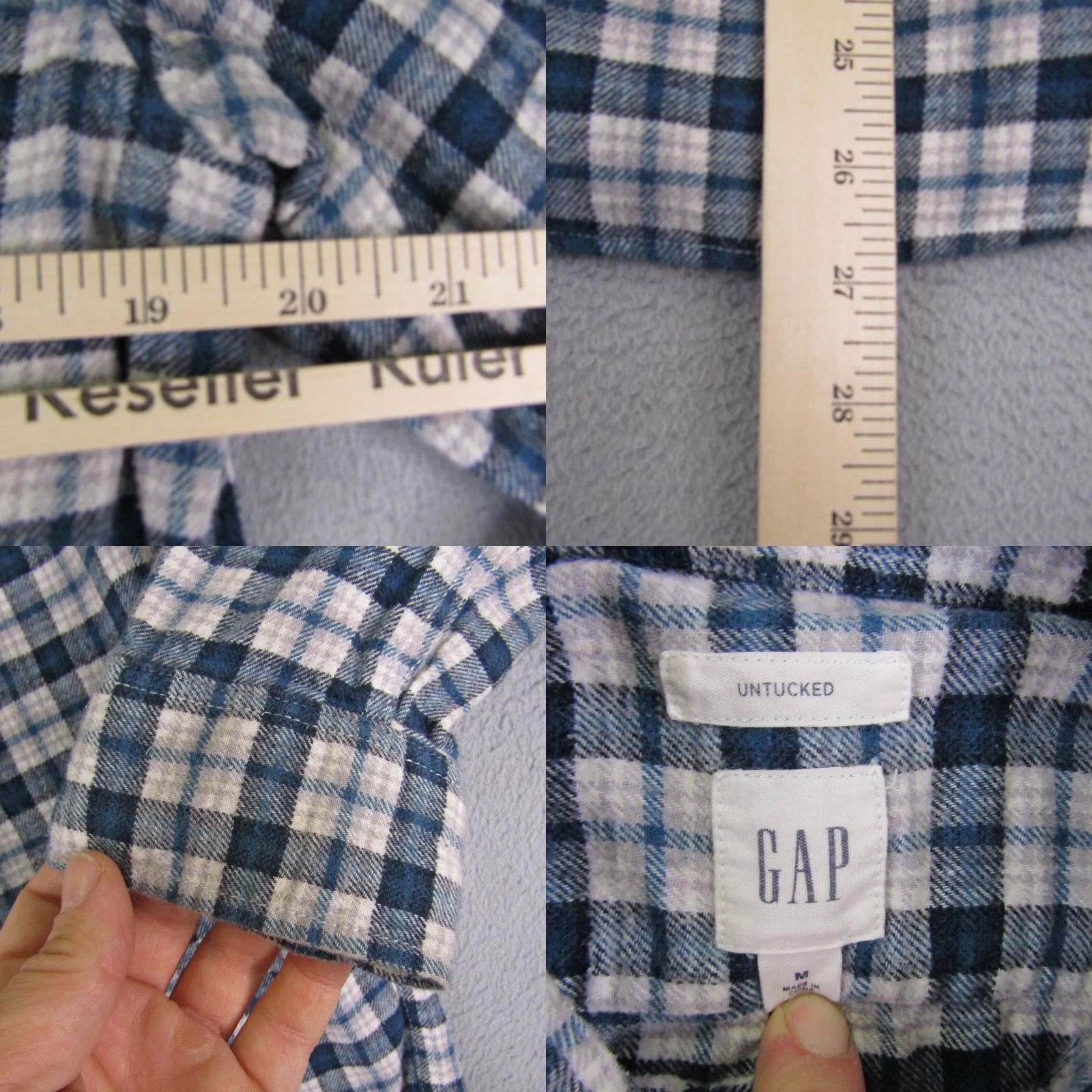 Gap VINTAGE Gap Flannel Shirt Men Medium Long Sleeve Button-Up Casual Outdoor Cotton Plaid Blue 90s Mens Size US M / EU 48-50 / 2 - 8 Thumbnail