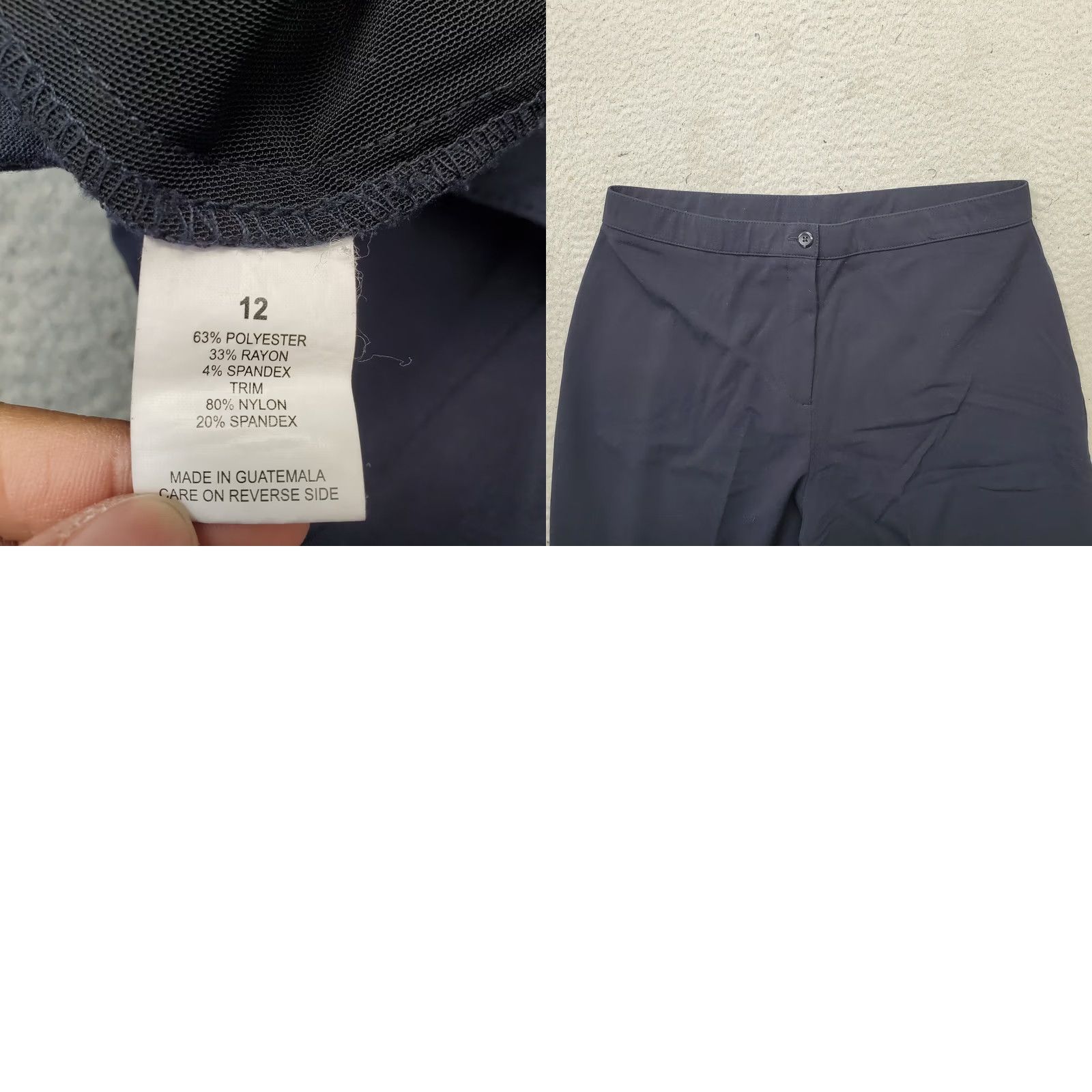 Vintage David Dart Womens 12 Navy Regular Fit Flat Front Stretch Wide-Leg Trouser Pants Size 34" / US 12 / IT 48 - 8 Thumbnail
