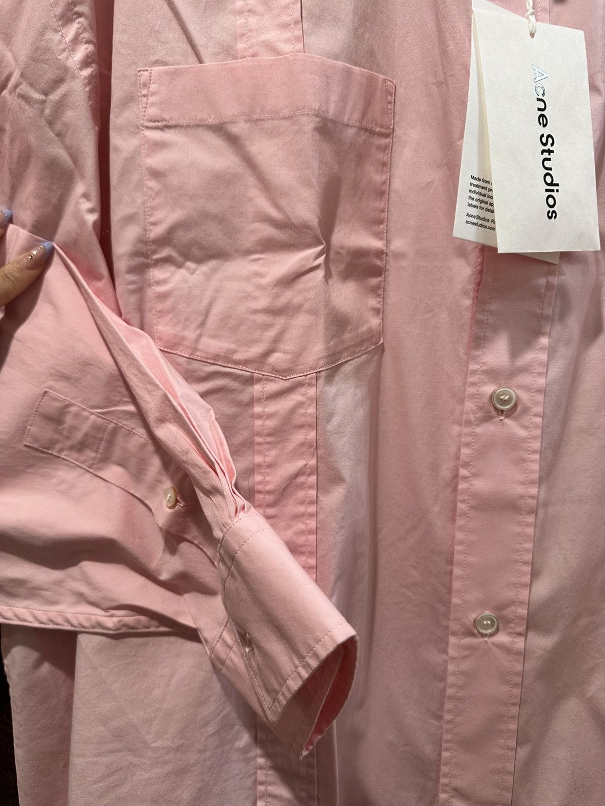 Acne Studios Acne Studios Tape-detail Pink Classic-collar Shirt Men's M Size US M / EU 48-50 / 2 - 4 Thumbnail