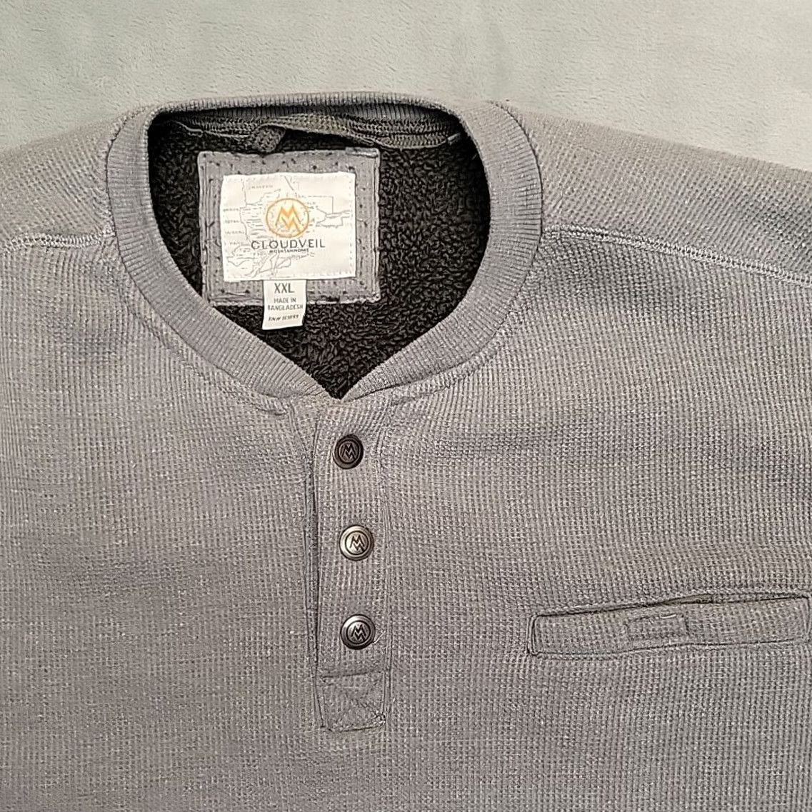 Vintage Cloudveil Mountainworks Sweater Mens XXL Gray LS Henley Sherpa Button Pullover Size US XXL / EU 58 / 5 - 3 Thumbnail