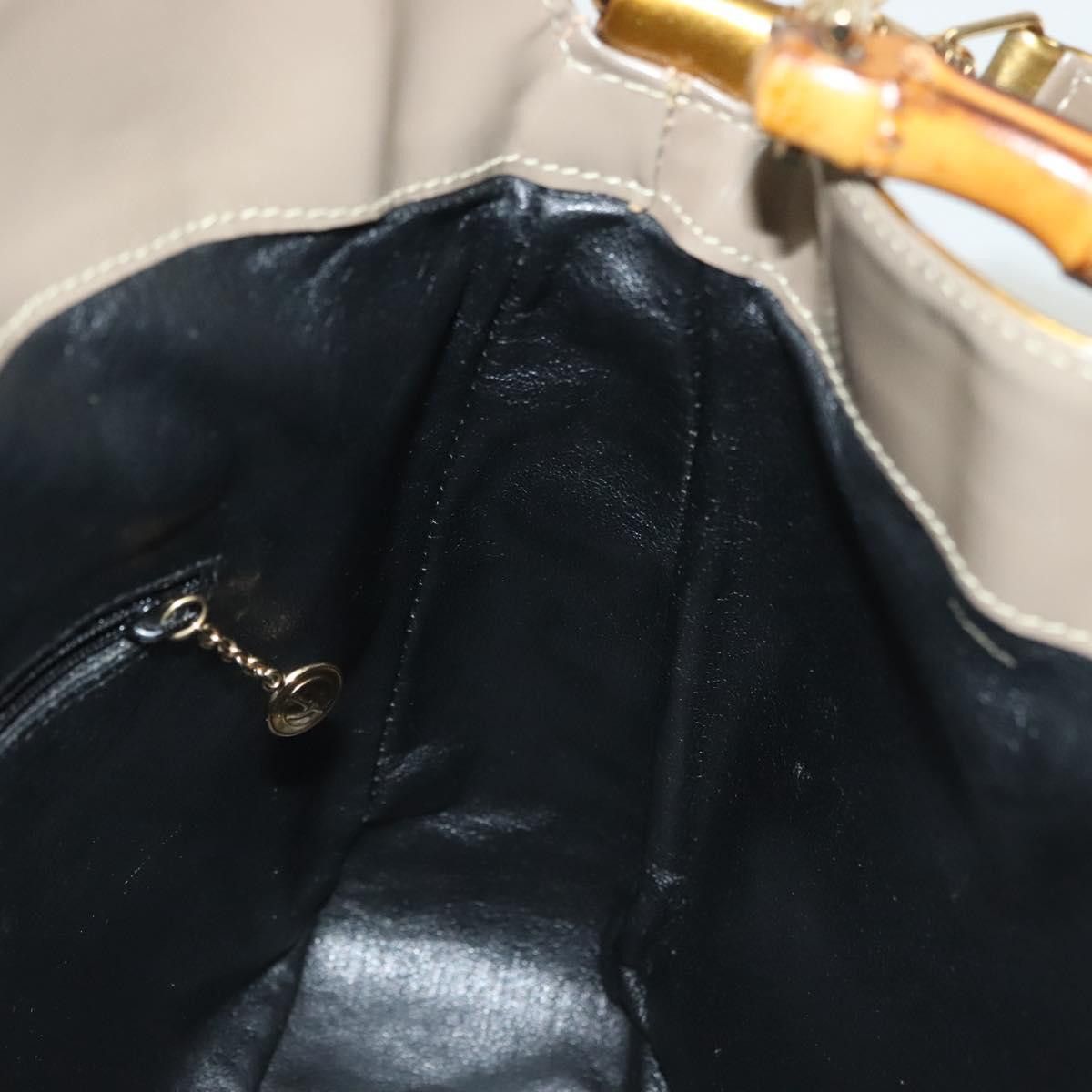 Gucci GUCCI Bamboo Hand Bag Patent Leather Beige Gold 001 1014 Size ONE SIZE - 18 Thumbnail