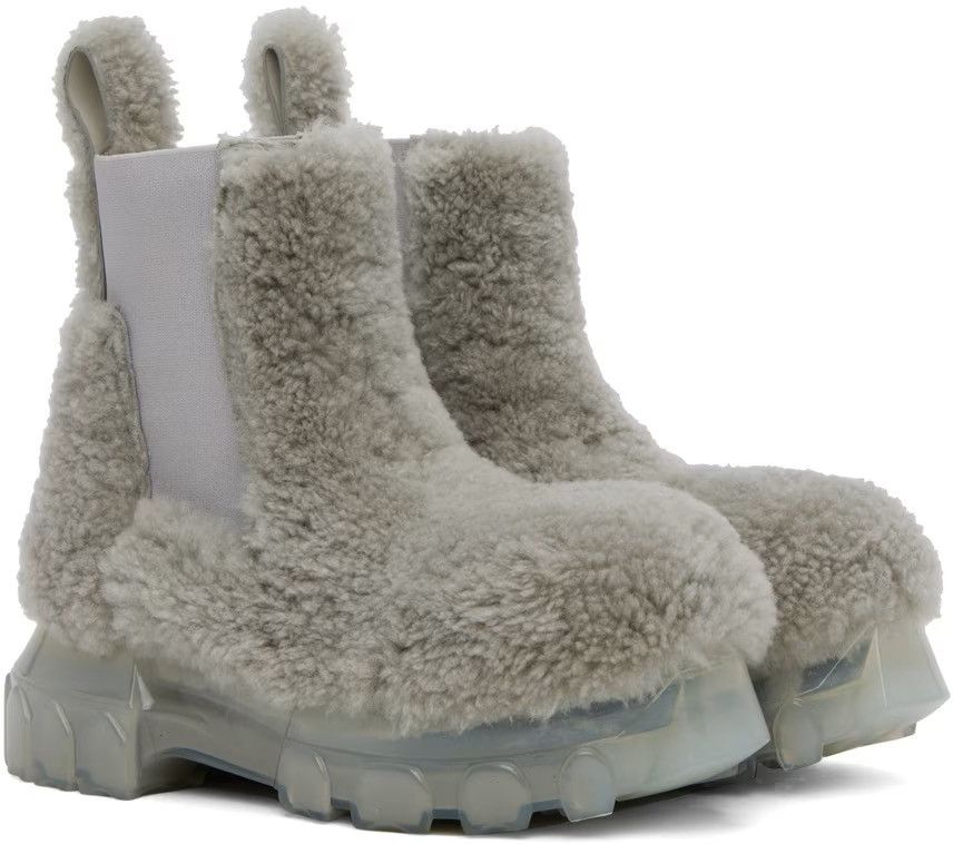 Rick Owens Gray Beatle Bozo Tractor Boots Size US 9 / IT 39 - 1 Thumbnail