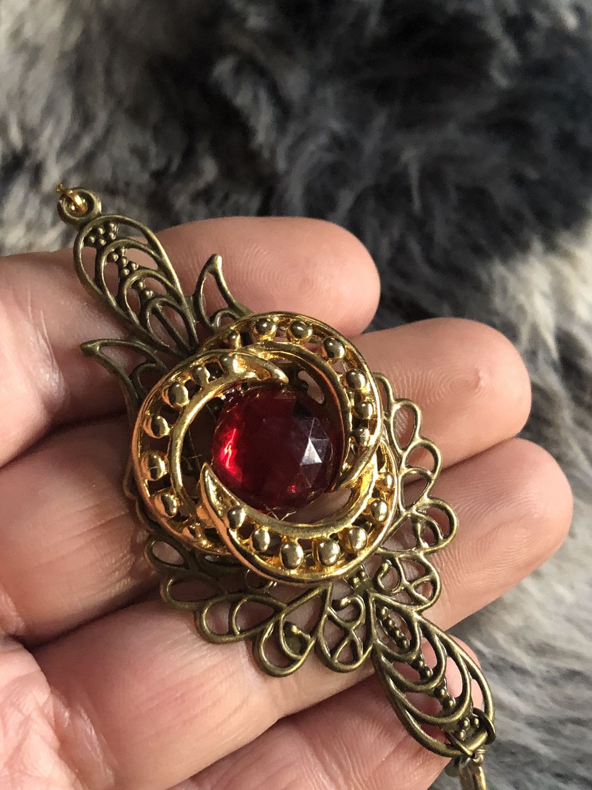 Handmade Handcrafted brass filigree gold dangle pendant necklace Size ONE SIZE - 6 Thumbnail