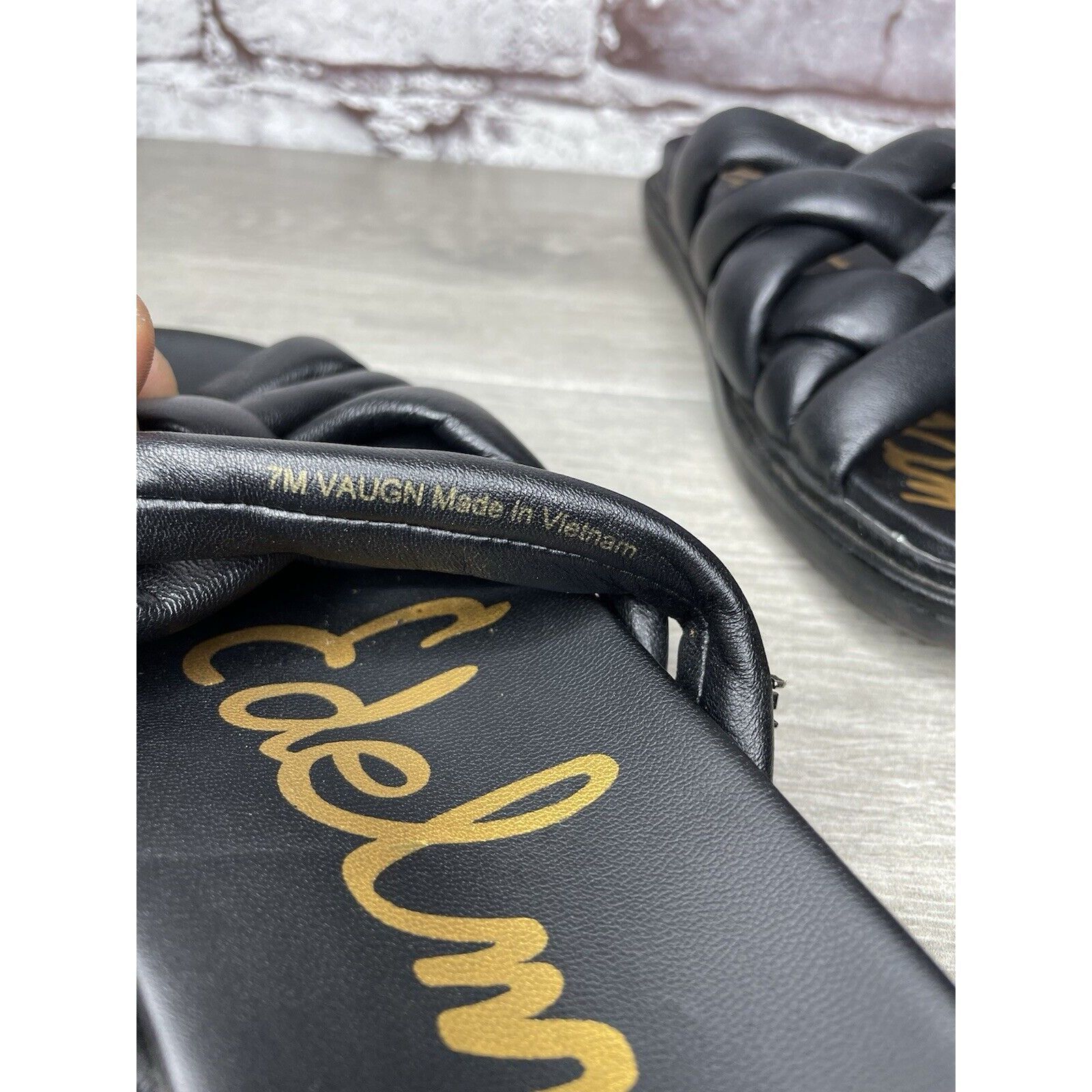 Sam Edelman Sam Edelman Vaugn Black Leather Braid Casual Slides Sandals Size US 7 / IT 37 - 8 Thumbnail