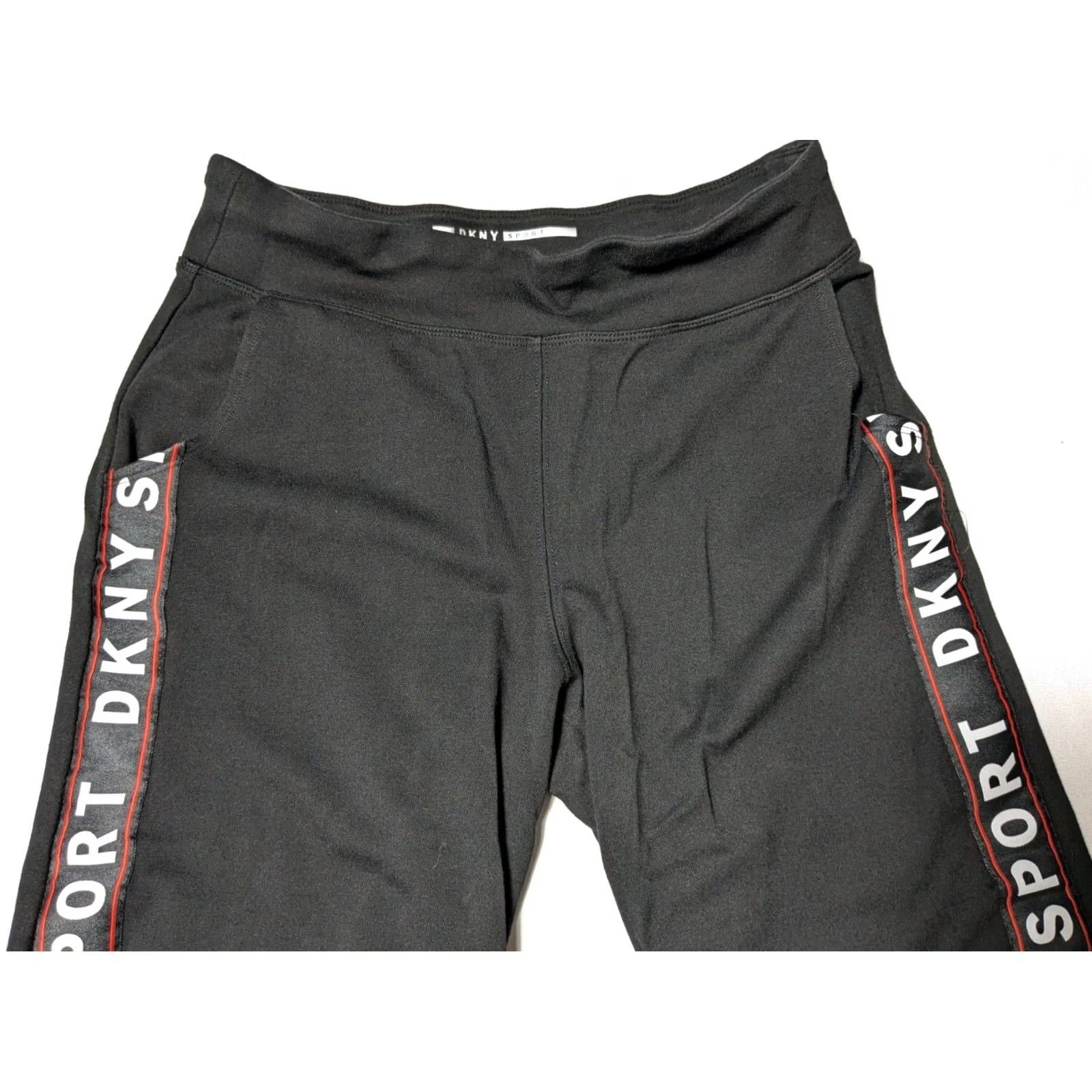 DKNY DKNY SPORT Women XS Black Tuxedo Stripe Wide-Leg Pull-On Cropped Pants Size 26" / US 2 / IT 38 - 4 Thumbnail