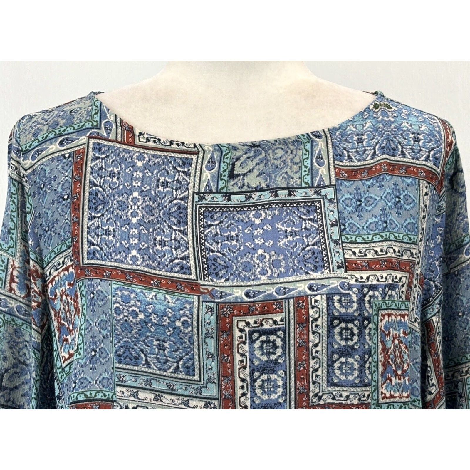 J. Jill J. Jill Multicolor Patchwork Print Tunic Top Womens Medium Lightweight Rayon Size M / US 6-8 / IT 42-44 - 5 Thumbnail