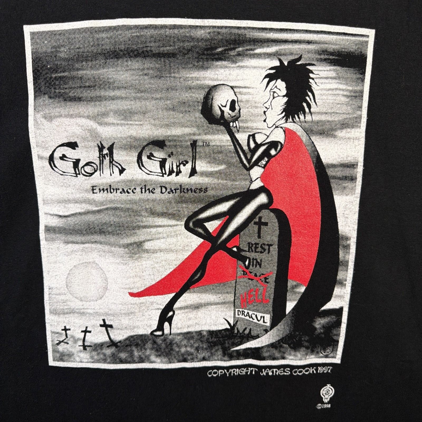 Vintage Vintage Goth Girl Shirt Mens XL Black 90s James Cook Fashion Size US XL / EU 56 / 4 - 2 Thumbnail