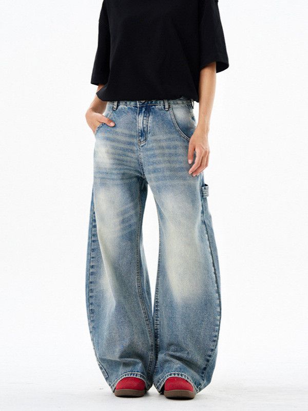 Jean Men's retro washed loose gradient curved jeans Size US 32 / EU 48 - 4 Thumbnail