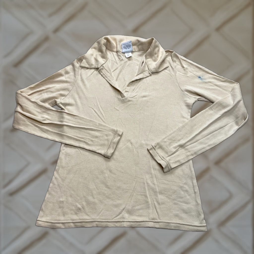 Old Navy Old Navy Polo Shirt Juniors M Beige Long Sleeve Polo Casual Shirt Womens Beige Polo Shirt Beige/Blue Details Size M / US 6-8 / IT 42-44 - 1 Thumbnail