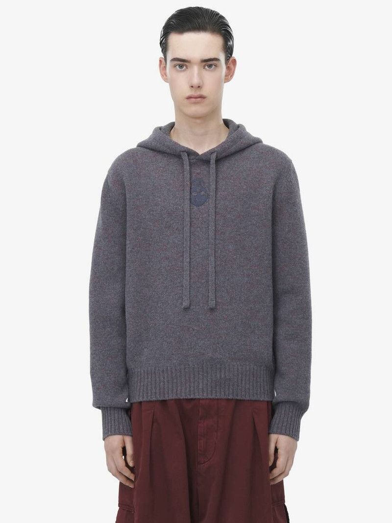 Alexander McQueen o1srvl11e0226 Skull Hooded Sweater In Grey Melange Size US S / EU 44-46 / 1 - 2 Thumbnail