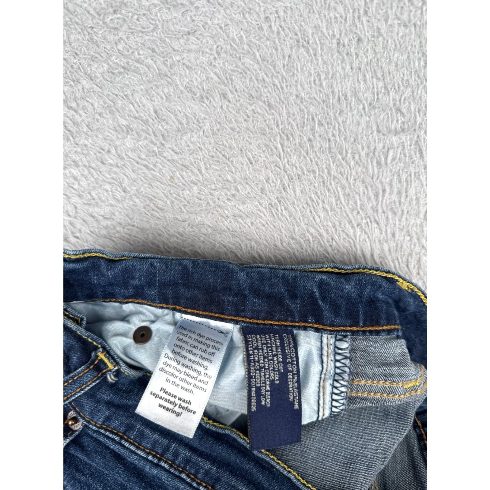 Vintage US Polo Assn Jeans Womens Straight 29 Blue Denim Cotton Blend Mid Rise 28x29 Distressed Zipper Button 90s Cowboy Theme Mens Womens Girls Size 29" - 7 Thumbnail