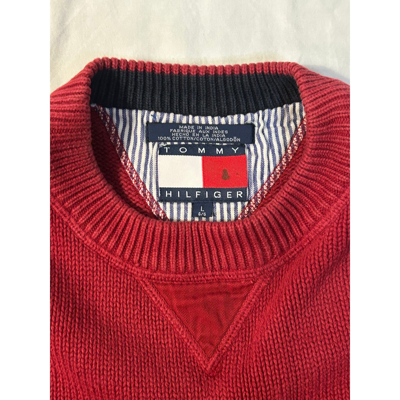 Tommy Hilfiger Rare 90s Tommy Hilfiger Maroon Heavy Weight Sweater Size L Size US L / EU 52-54 / 3 - 4 Thumbnail