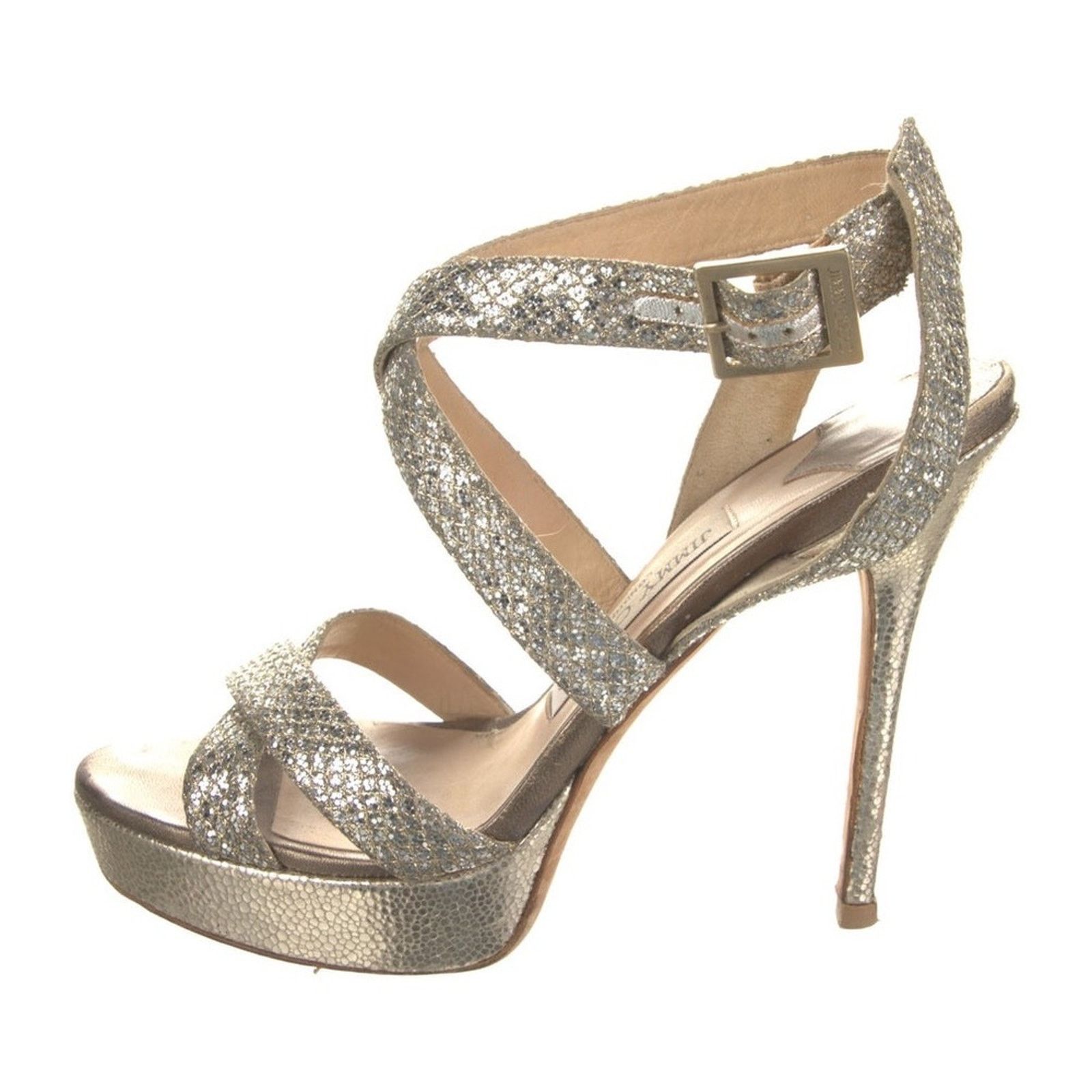 Jimmy Choo Silver Leather Gwyn Sandals | Grailed