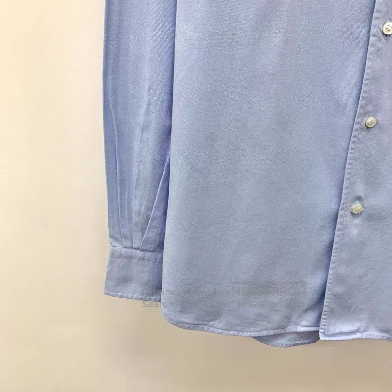 Loro Piana Loro Piana Sky Blue Cotton Collar Single Button Long Sleev Size L / US 10 / IT 46 - 4 Thumbnail