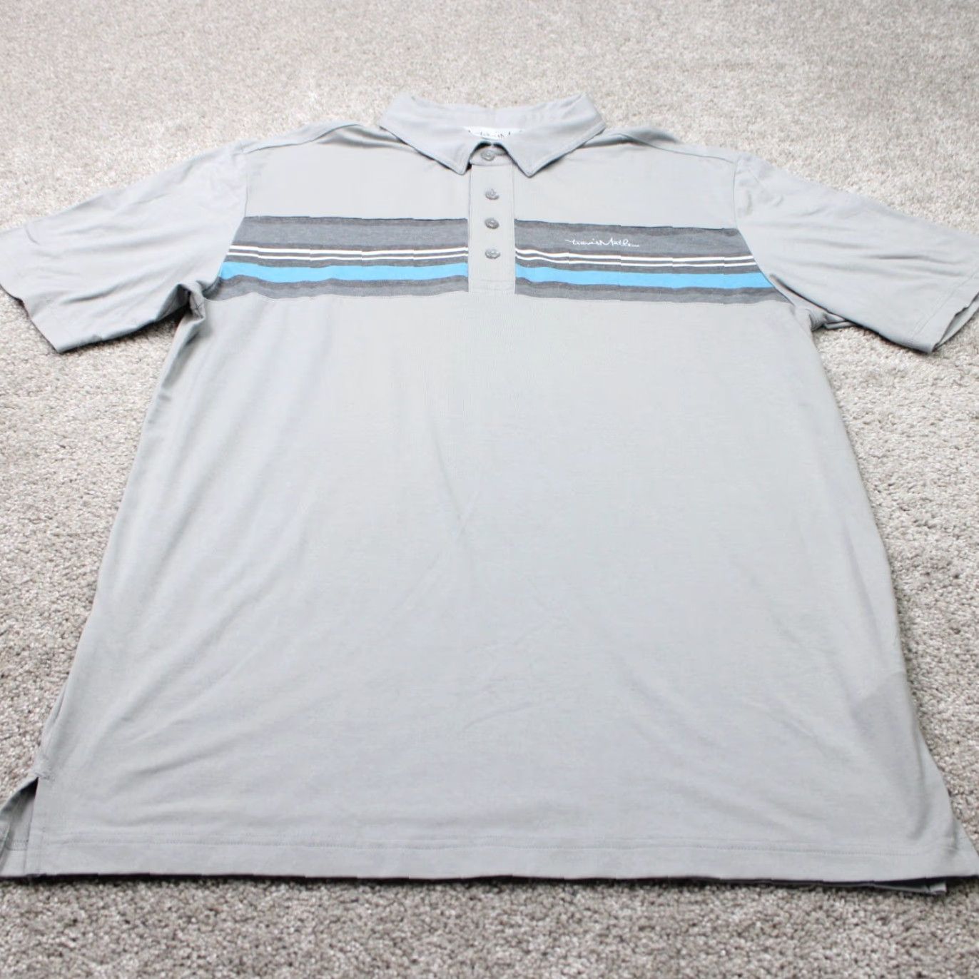 TravisMathew Travis Mathew Polo Shirt Mens Medium Gray Cotton/Polyester Stretch Short Sleeve Size US M / EU 48-50 / 2 - 3 Thumbnail