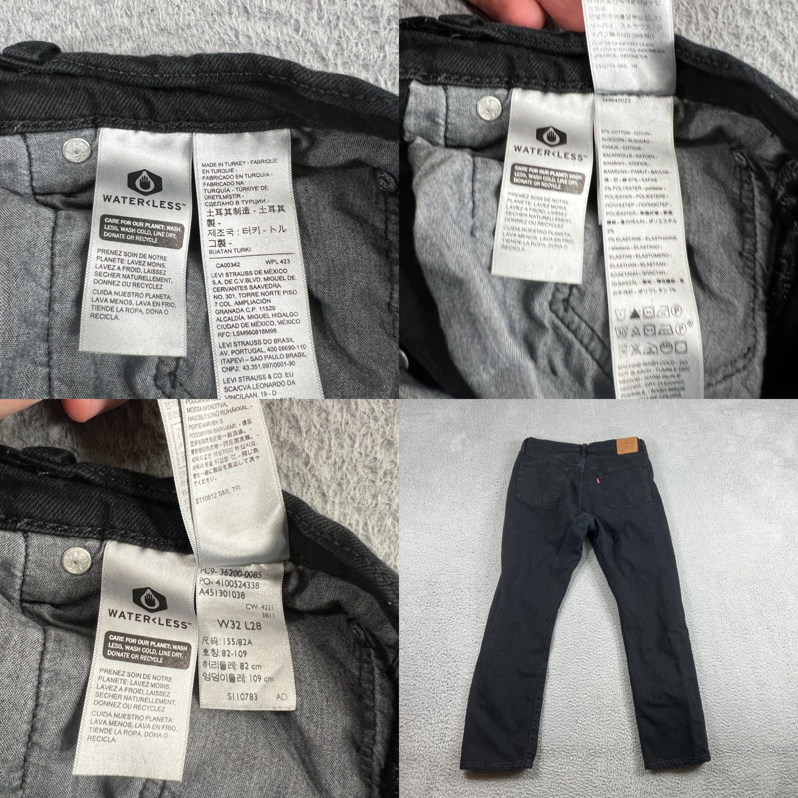 Levi's VINTAGE Levi's 501 Jeans Women Slim 32x28 Denim Black Wash Straight Jeans Girls Womens Size 24" / US 00 / IT 34 - 8 Thumbnail