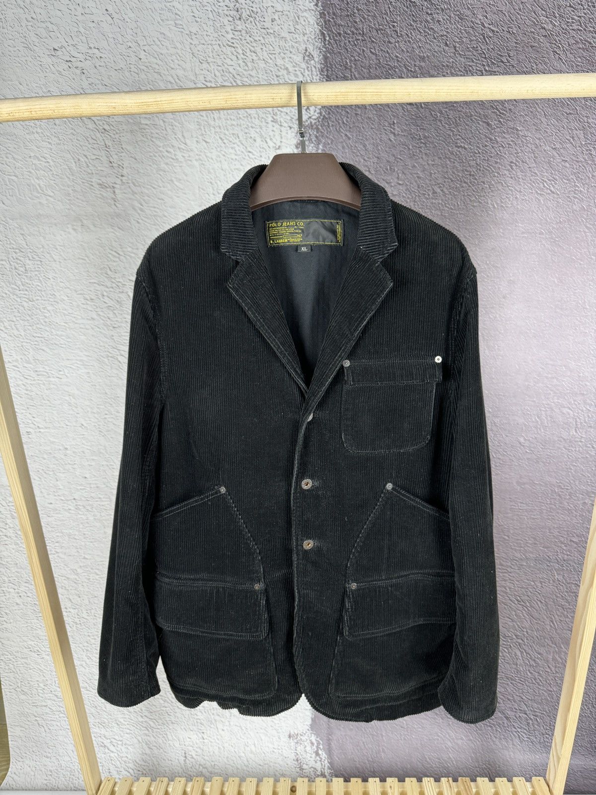 image of Polo Ralph Lauren x Vintage Polo Jeans Company Ralph Laurent Corduroy Jacket Blazer in Black (Size 