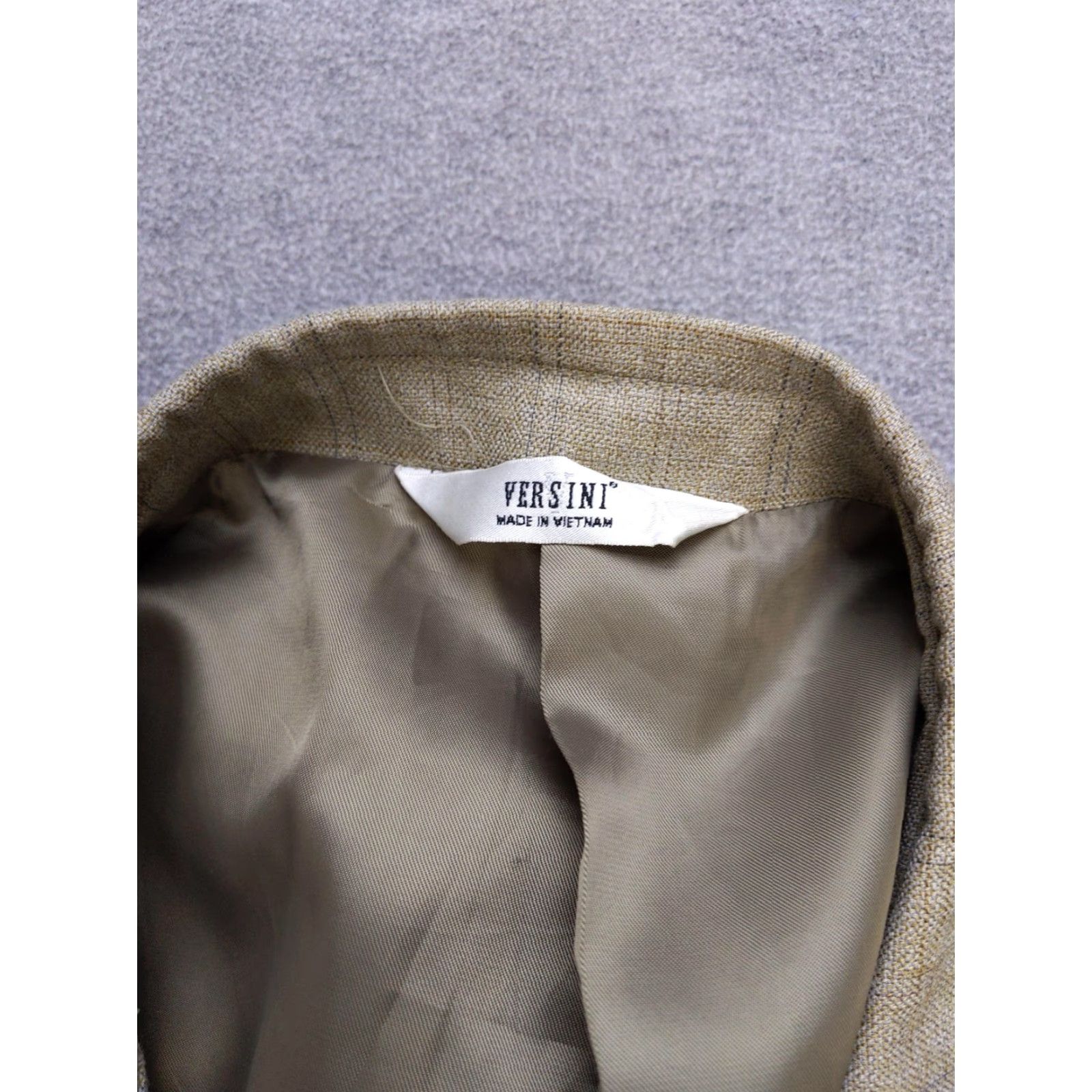 Vintage Versini Blazer Mens 50 Long Tan Beige Windowpane Wool Blend Sport Coat Jacket Size 50R - 4 Thumbnail