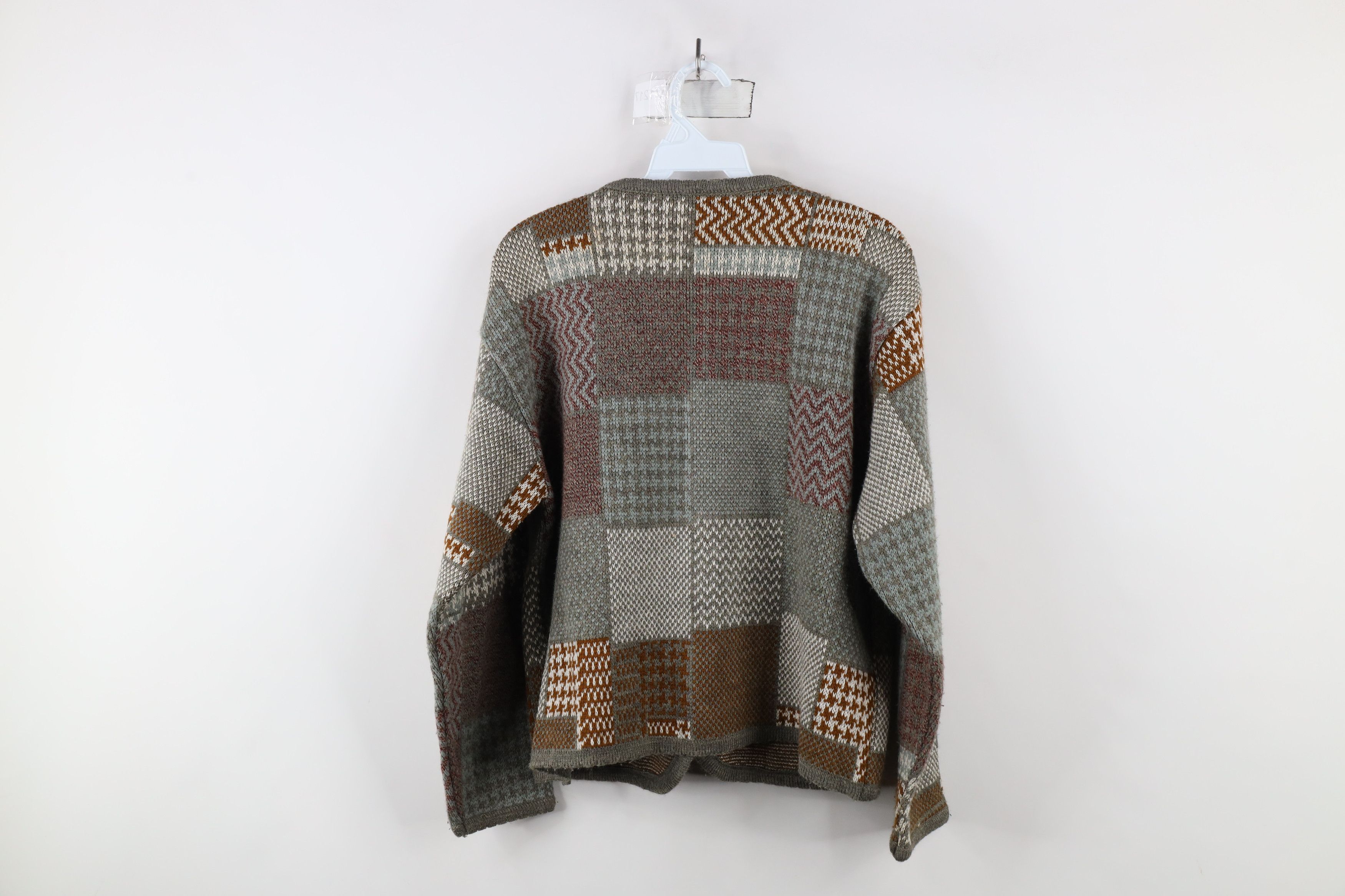 Vintage Vintage 90s Streetwear Checkered Patch Cardigan Sweater Size M / US 6-8 / IT 42-44 - 9 Thumbnail