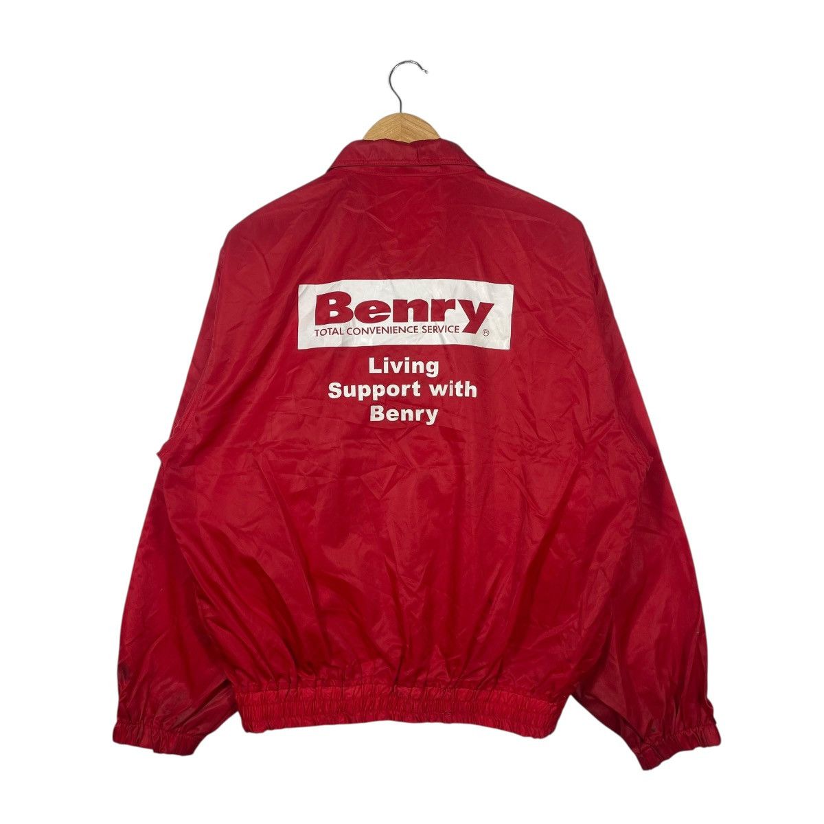 Vintage Vintage Benry Red Nylon Windbreaker Jacket Snap Zip Logo Size US XL / EU 56 / 4 - 4 Thumbnail