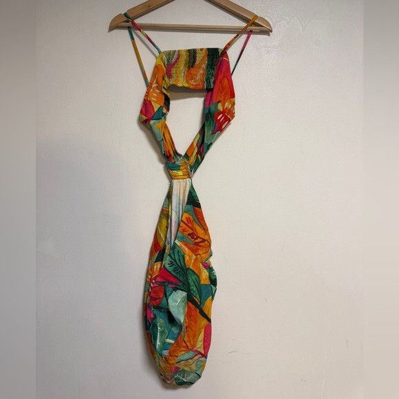 Zara ZARA Tropical Cutout Midi Dress – Size L Size L / US 10 / IT 46 - 6 Thumbnail