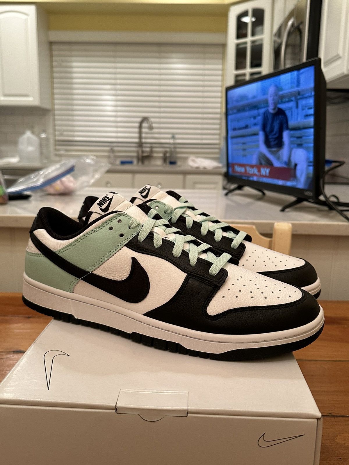 image of “Art Basel Igloo” Nike Dunk Low By You Shoes in Black/Blue/White, Men's (Size 13)