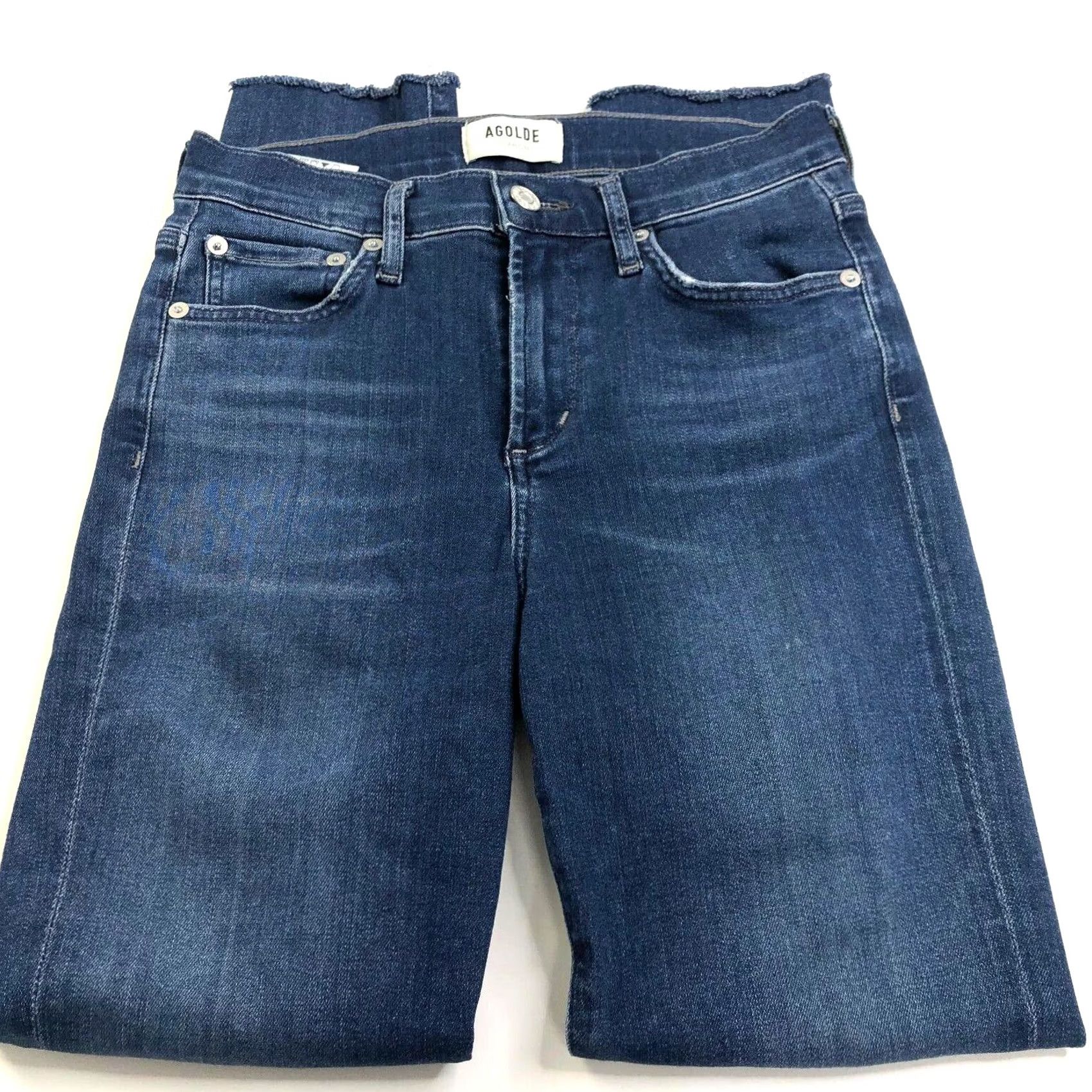Agolde AGOLDE Jeans 5-Pocket Distressed Mid Rise Stretch Sophie Crop 25 (25W 26L) A018-3005 Womens Jeans Size 42" / US 20 - 3 Thumbnail