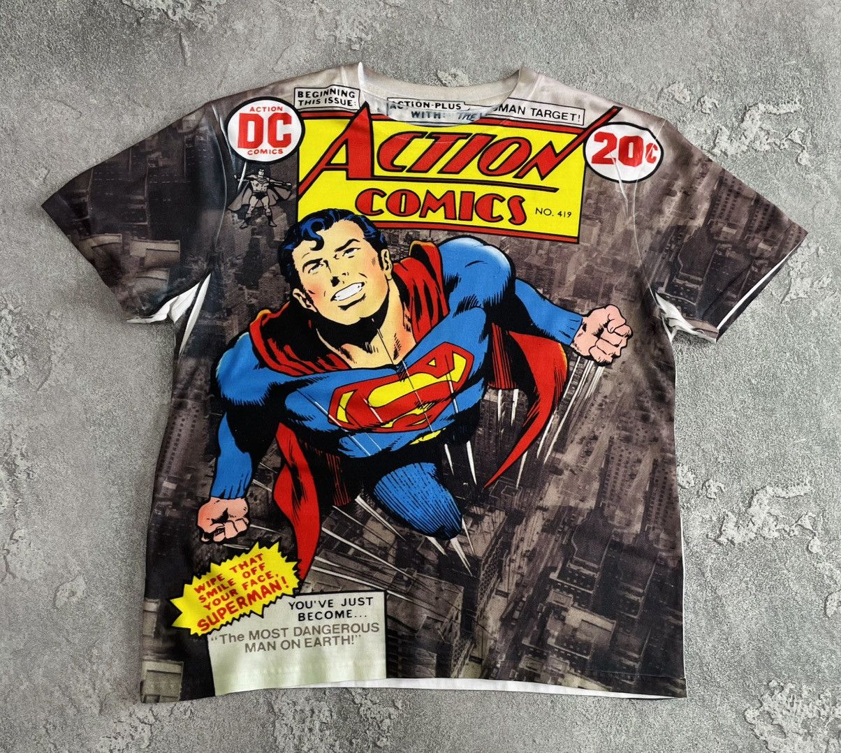 Marvel Comics Vintage Super Man Action DC Comics Over Print Men’s Shirt Size US XL / EU 56 / 4 - 1 Thumbnail