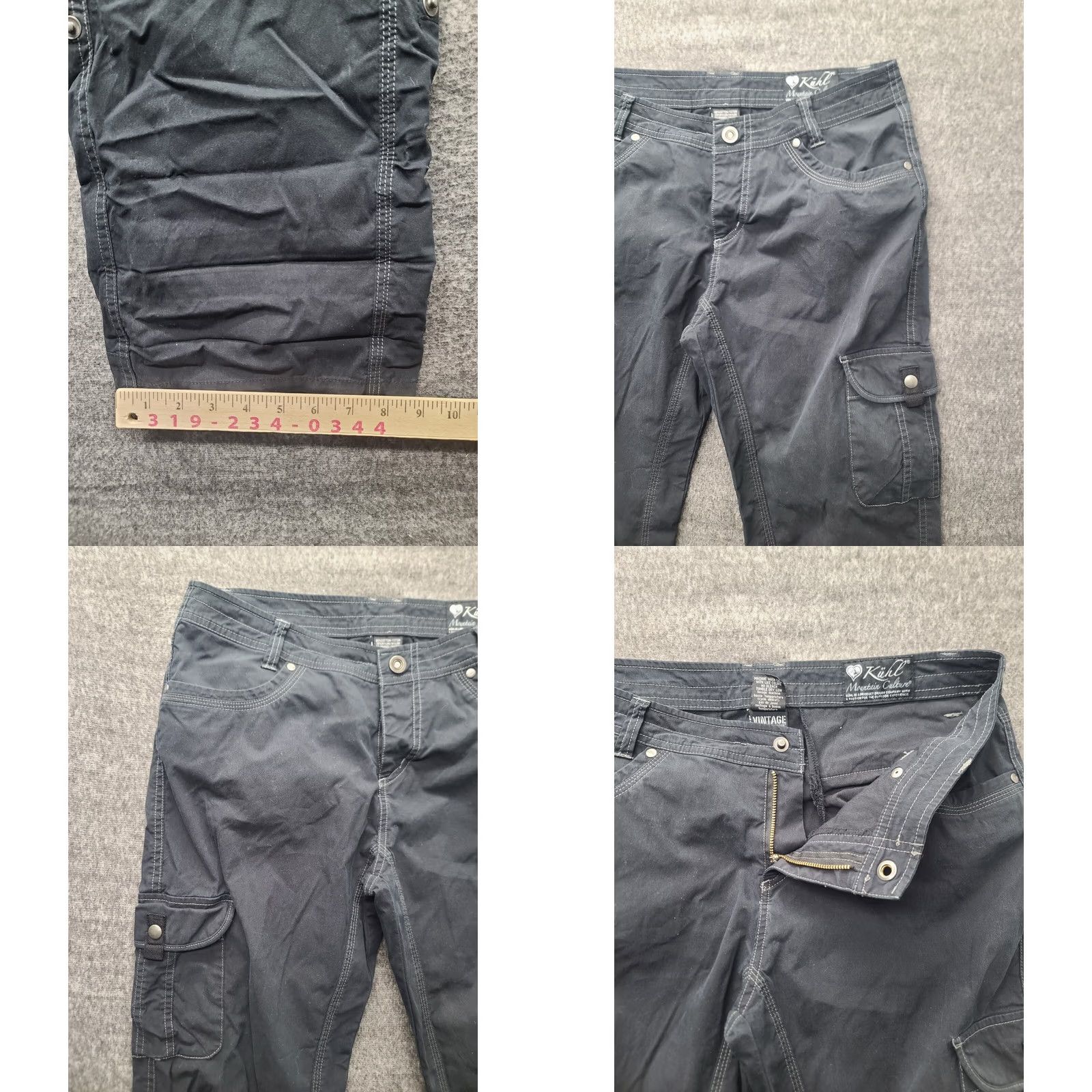 Vintage Kuhl Pants Womens 10x32 Free Flex Relaxed Fit Bootcut Roll Up Hiking Outdoor MTB Cargo Pants Black Casual Travel Workwear 32 In Inseam Men? Size 32" / US 10 / IT 46 - 8 Thumbnail